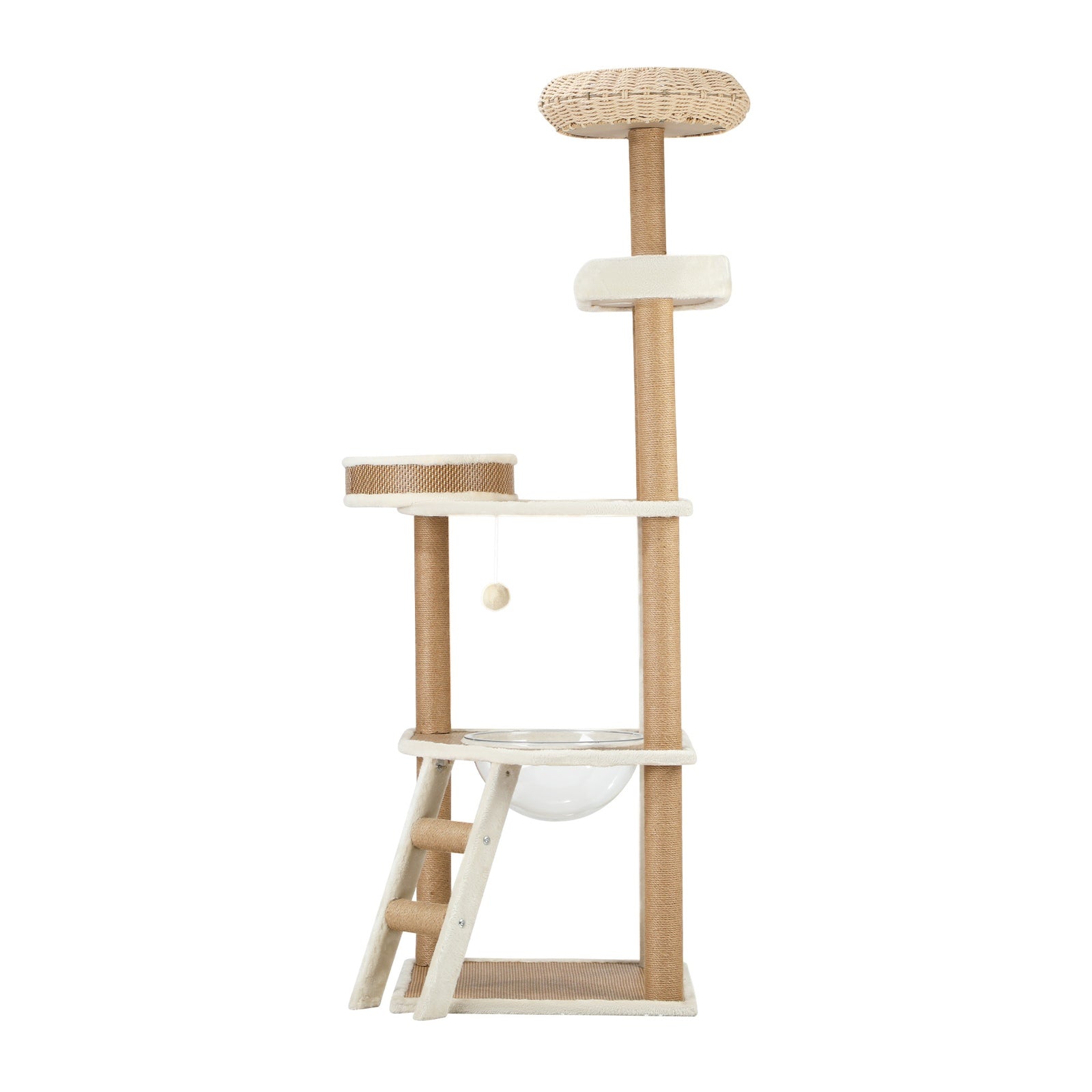 Alopet Cat Tree Tower Rattan Scratching Post Scratcher Cats Condo House 153cm - Sunyee