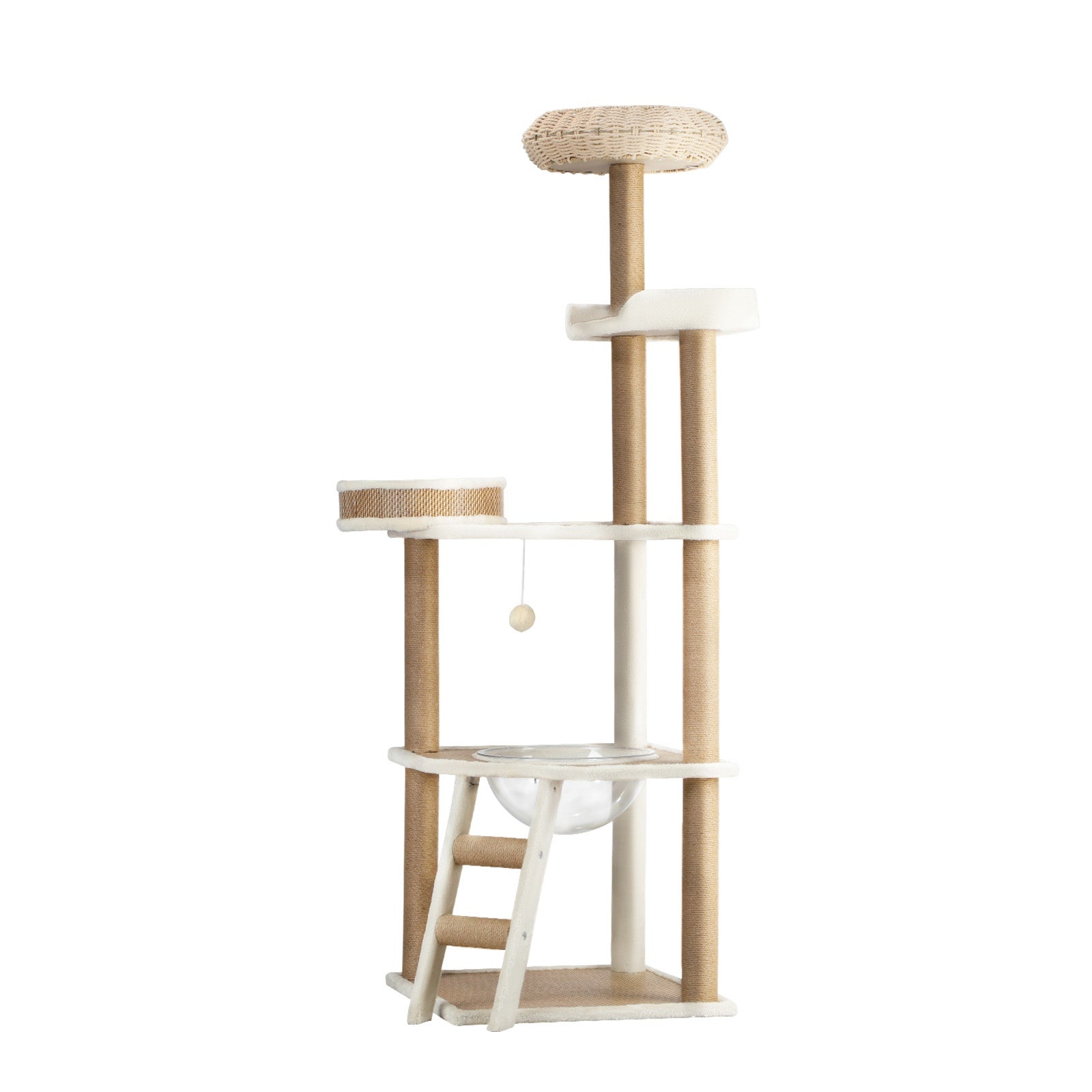 Alopet Cat Tree Tower Rattan Scratching Post Scratcher Cats Condo House 164cm - Sunyee