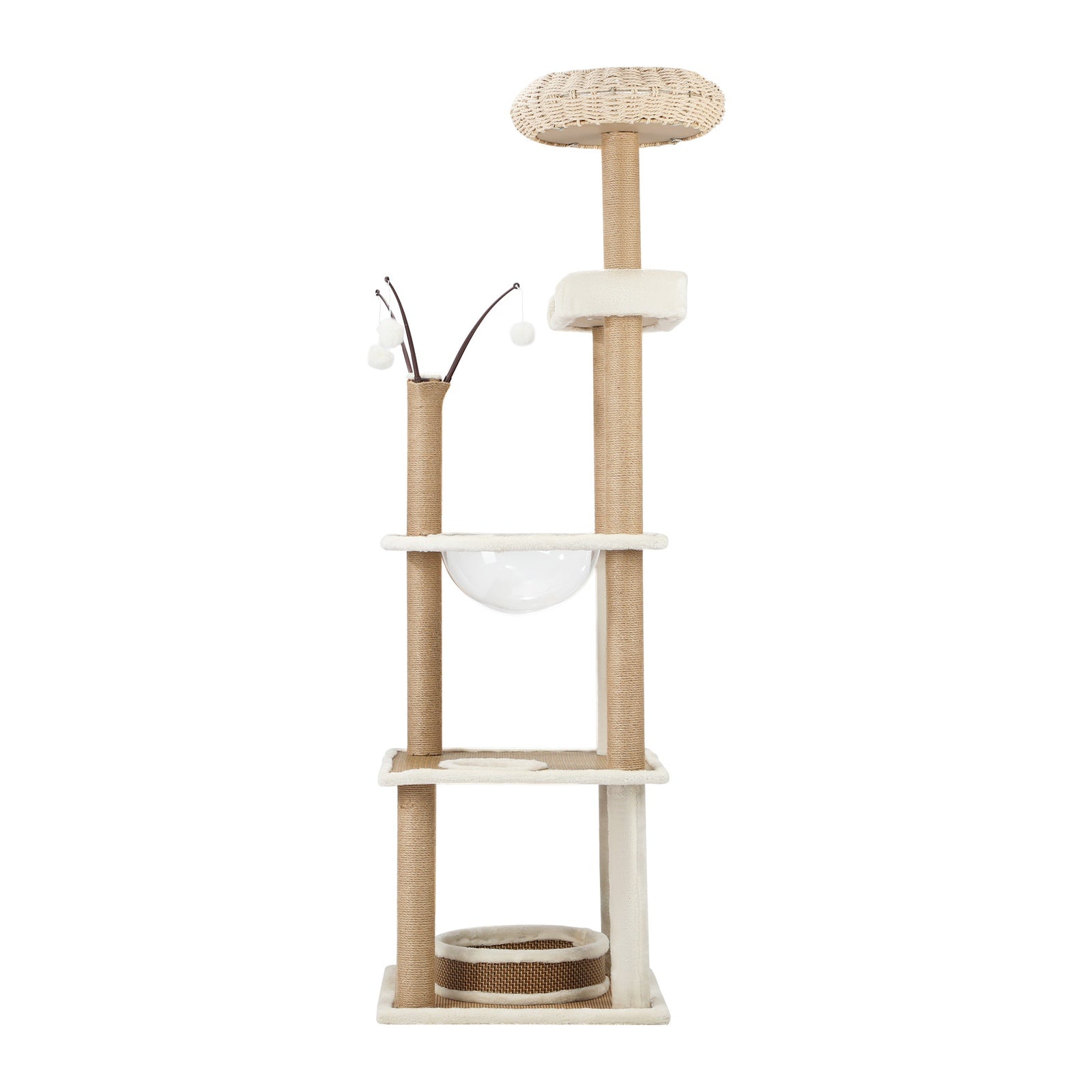 Alopet Cat Tree Tower Rattan Scratching Post Scratcher Cats Condo House 164cm - Sunyee