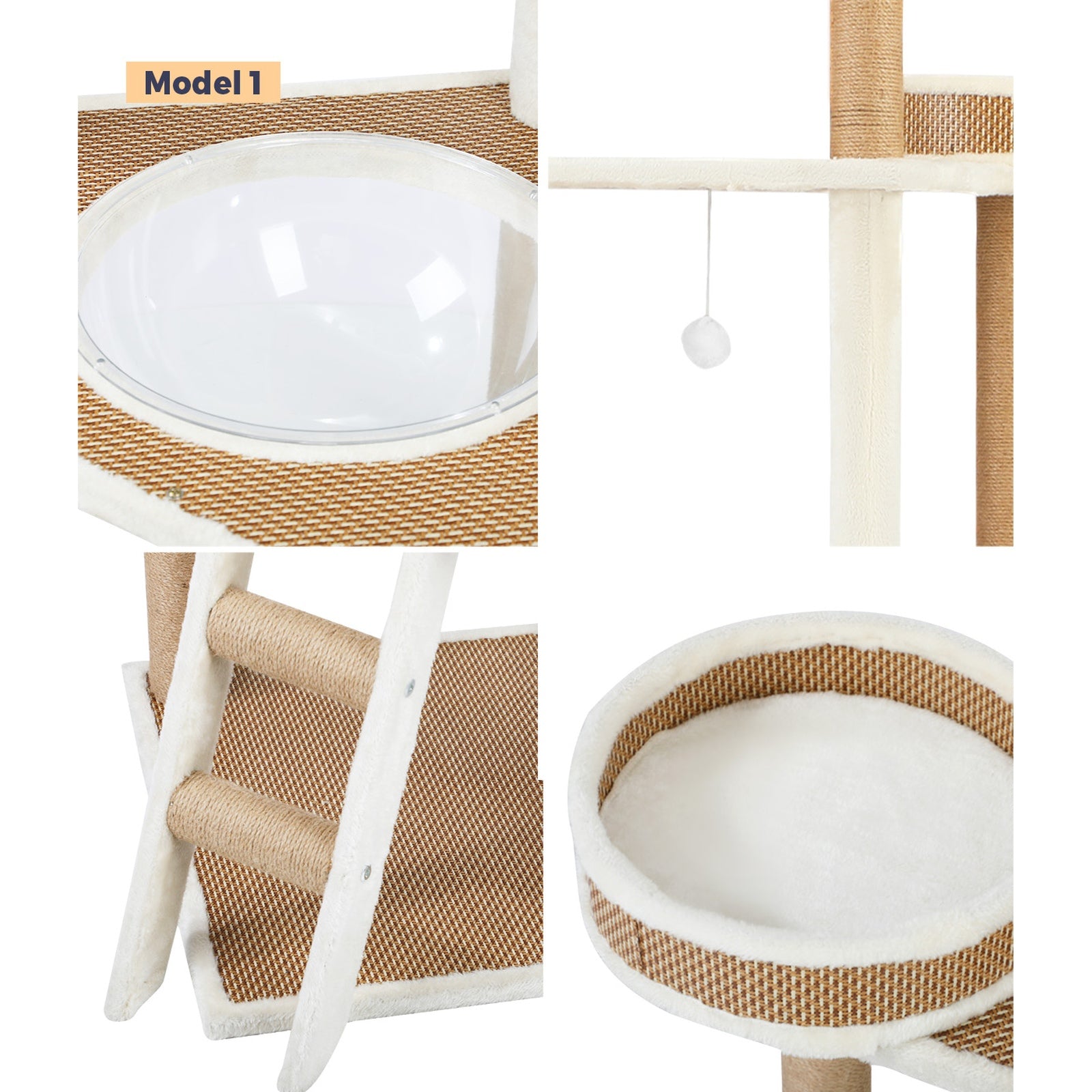 Alopet Cat Tree Tower Rattan Scratching Post Scratcher Cats Condo House - Sunyee