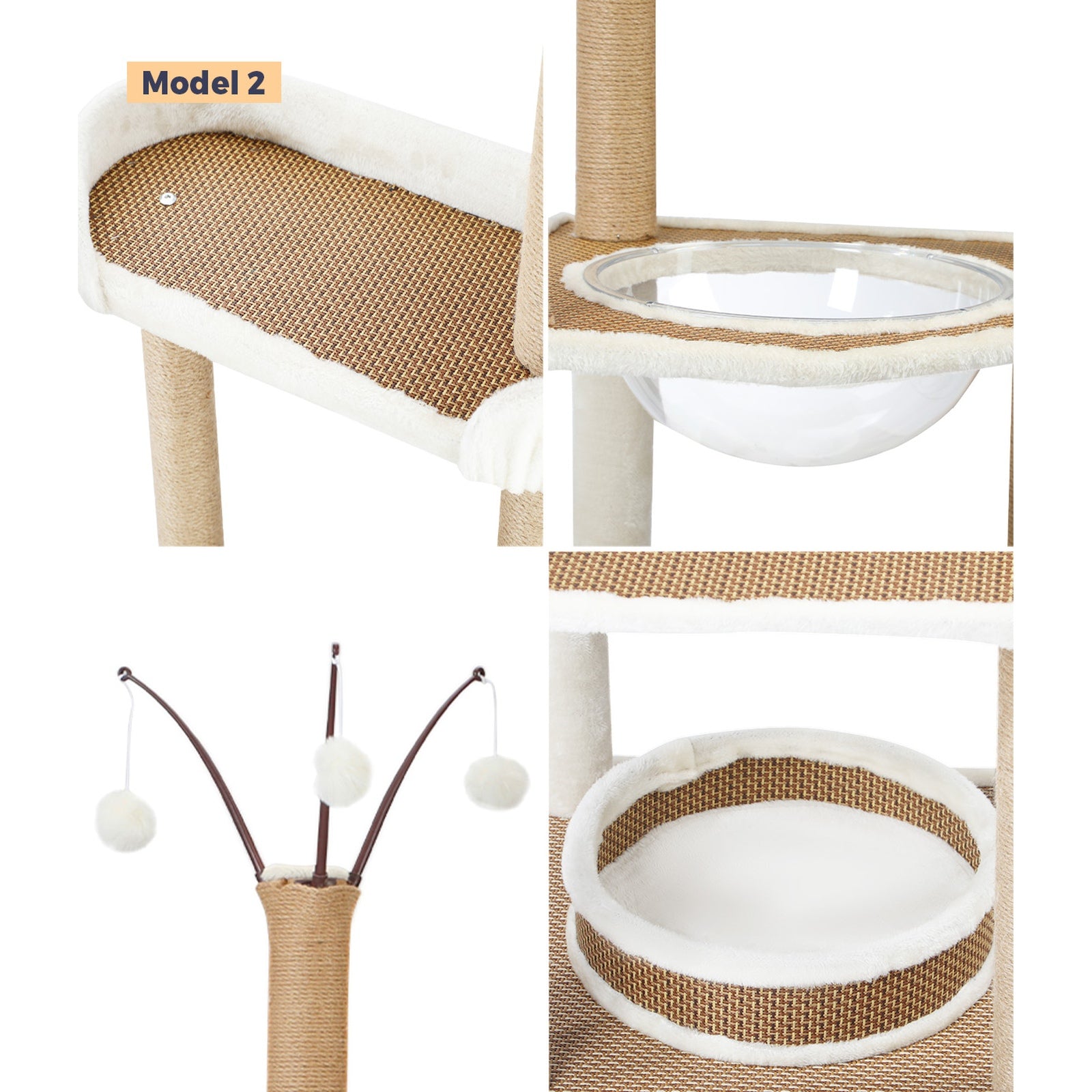 Alopet Cat Tree Tower Rattan Scratching Post Scratcher Cats Condo House - Sunyee