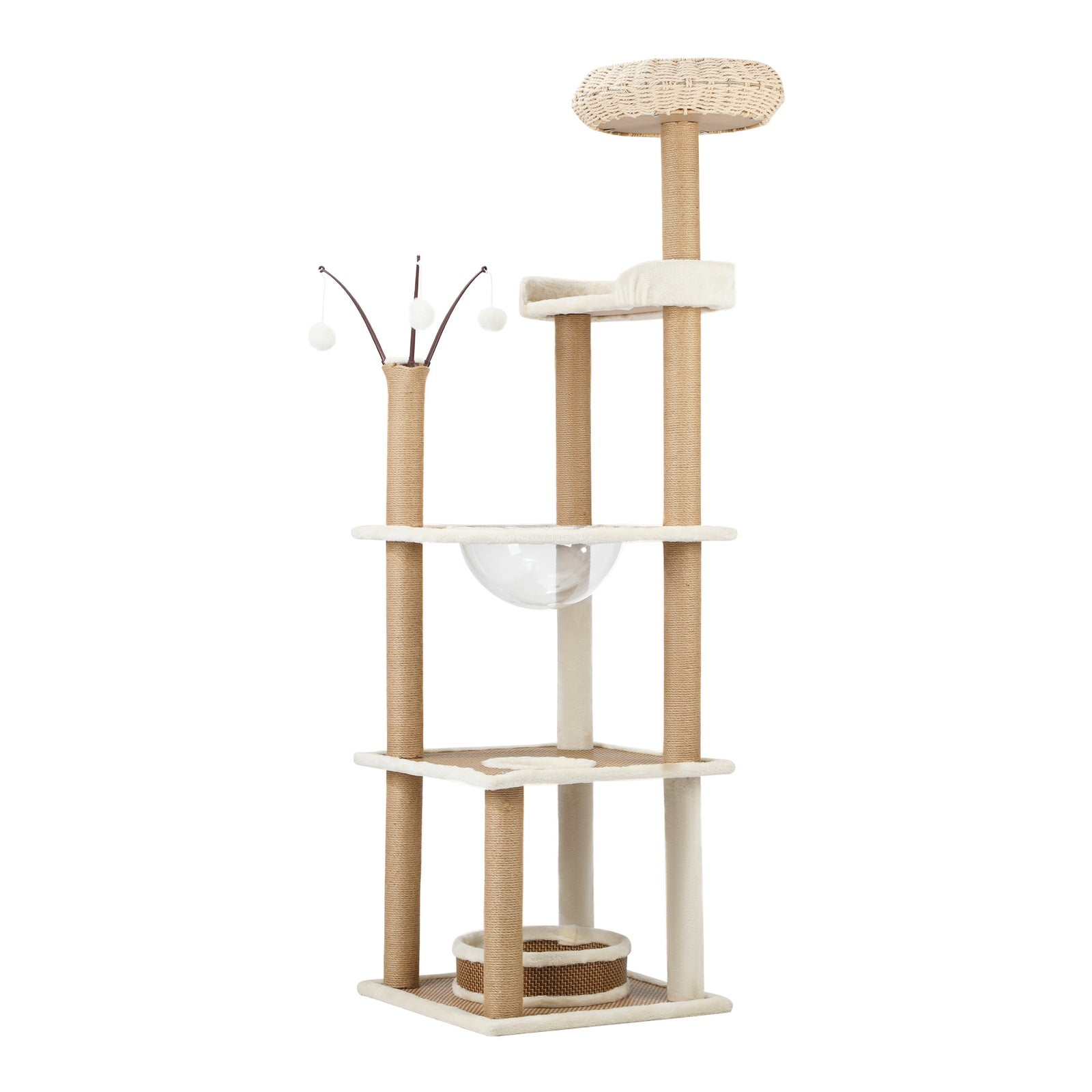 Alopet Cat Tree Tower Rattan Scratching Post Scratcher Cats Condo House - Sunyee