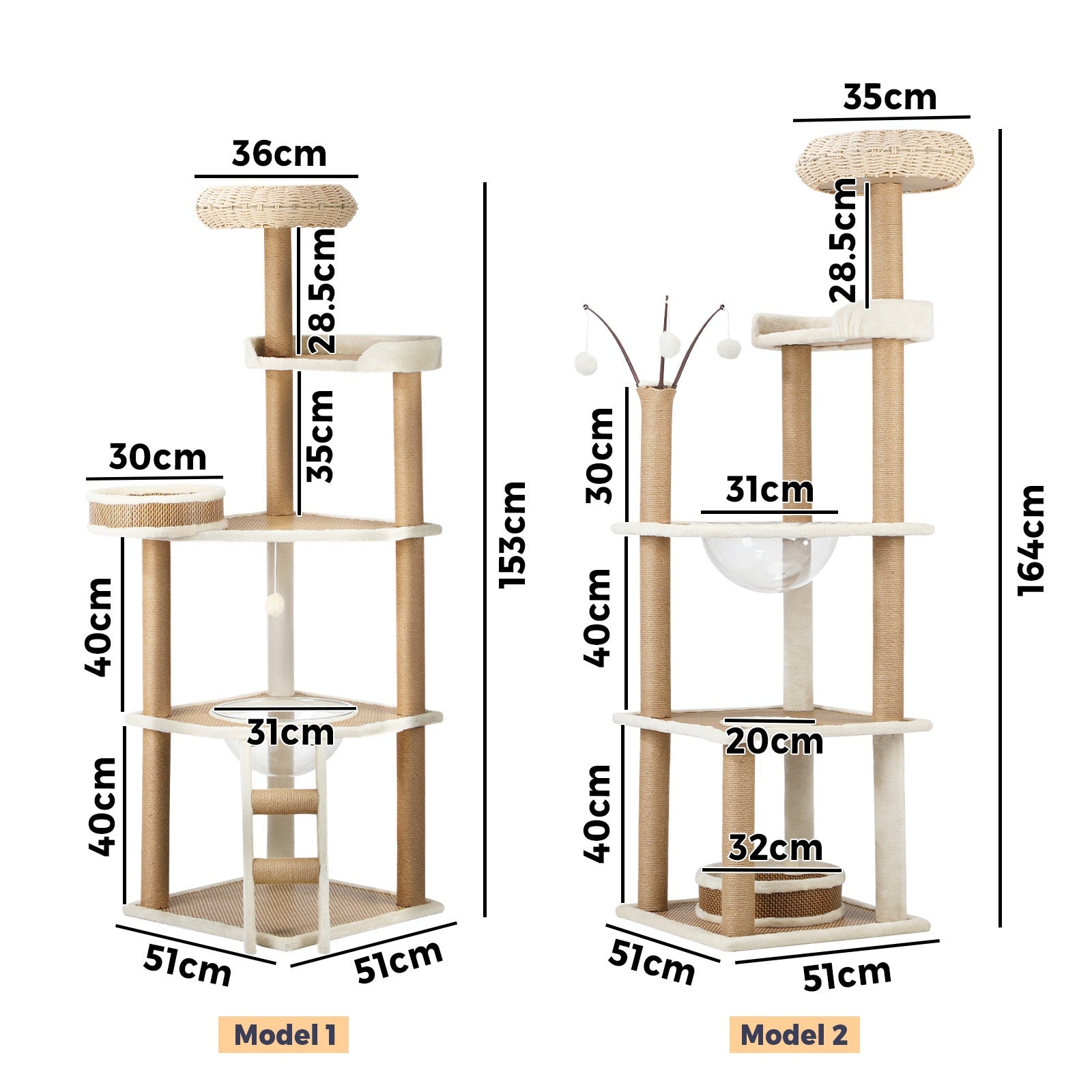 Alopet Cat Tree Tower Rattan Scratching Post Scratcher Cats Condo House - Sunyee
