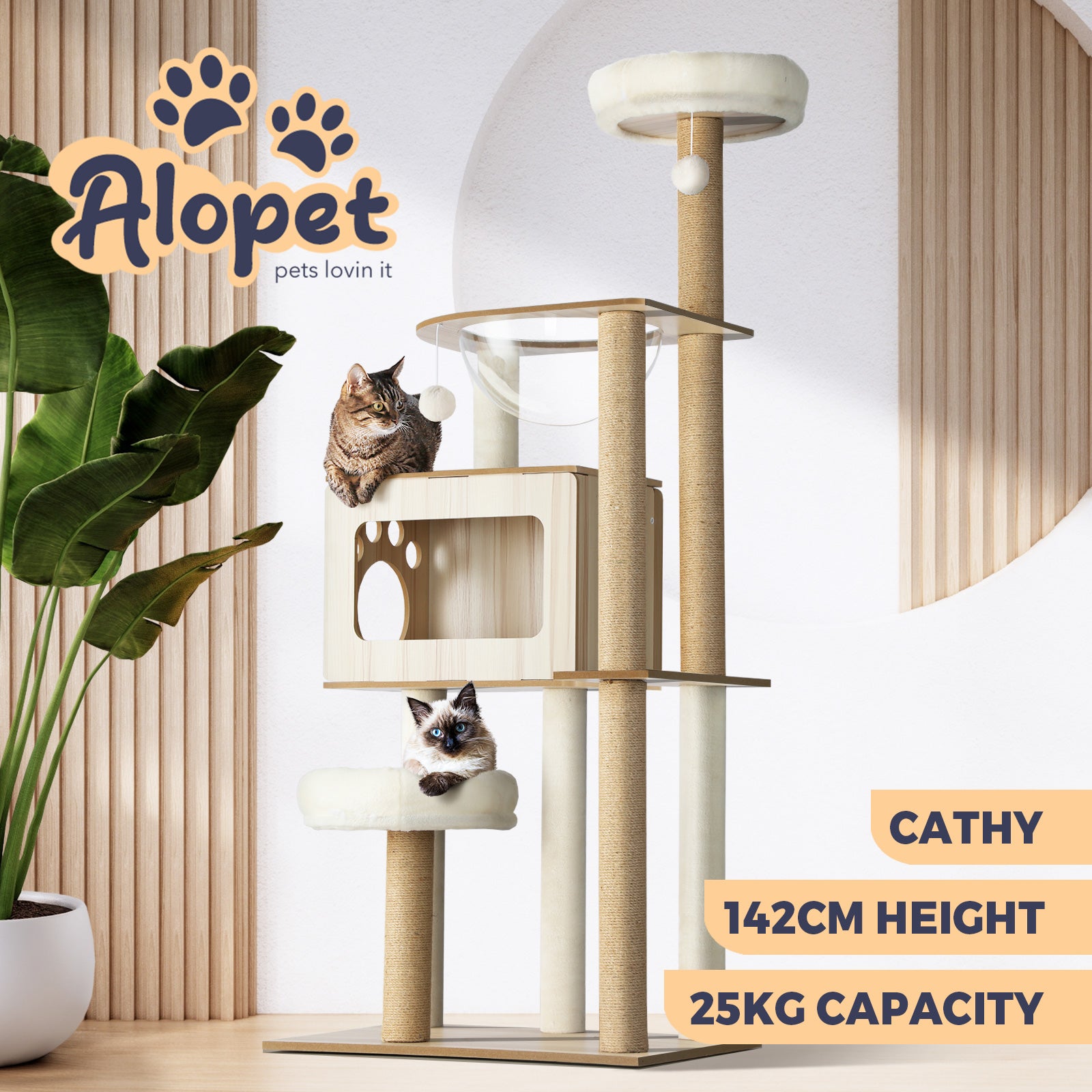 Alopet Cat Tree Tower Scratching Post Scratcher Cats Condo House Bed Furniture - Sunyee