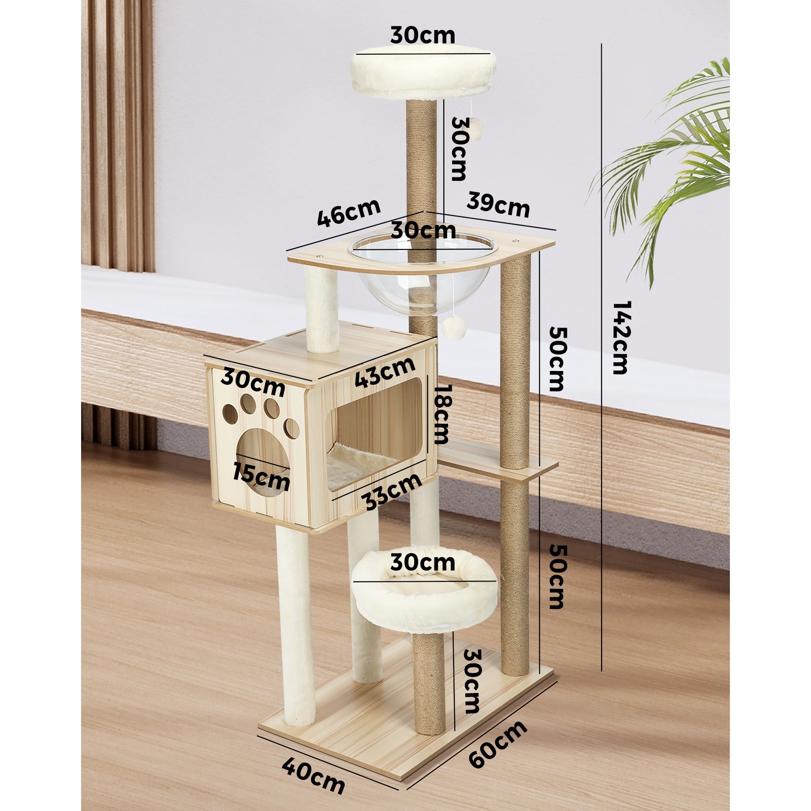 Alopet Cat Tree Tower Scratching Post Scratcher Cats Condo House Bed Furniture - Sunyee