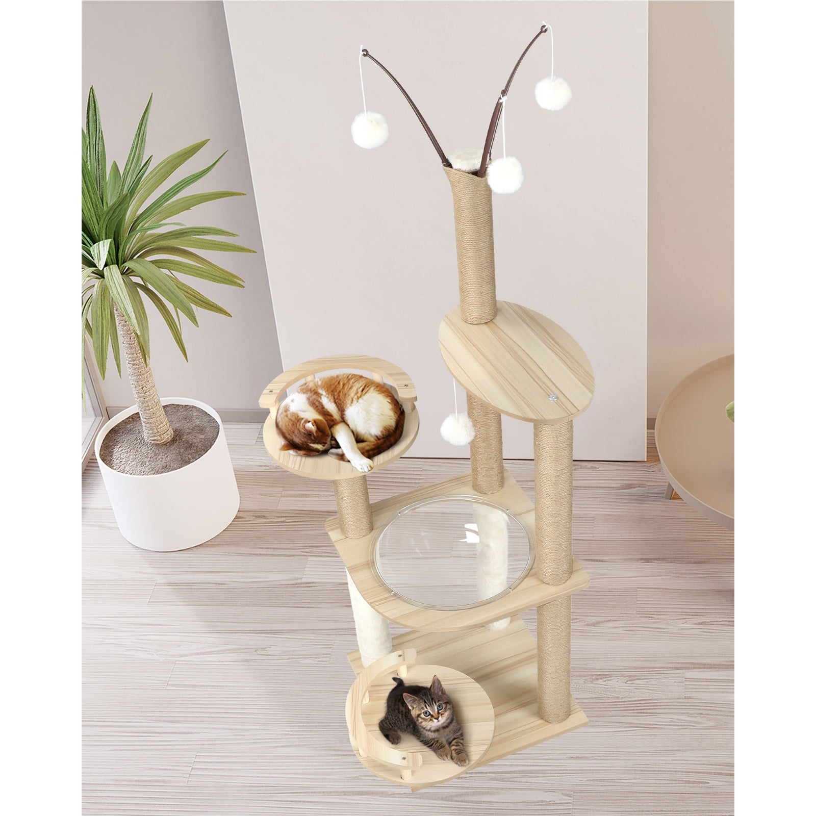 Alopet Cat Tree Tower Scratching Post Scratcher Cats Condo House Bed Wood 132cm - Sunyee