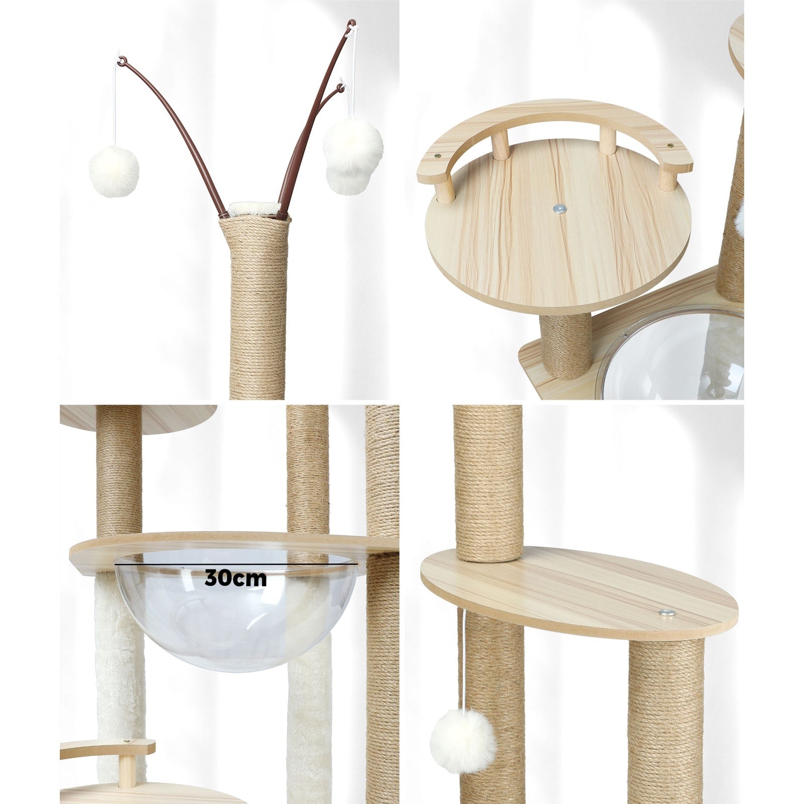 Alopet Cat Tree Tower Scratching Post Scratcher Cats Condo House Bed Wood 132cm - Sunyee