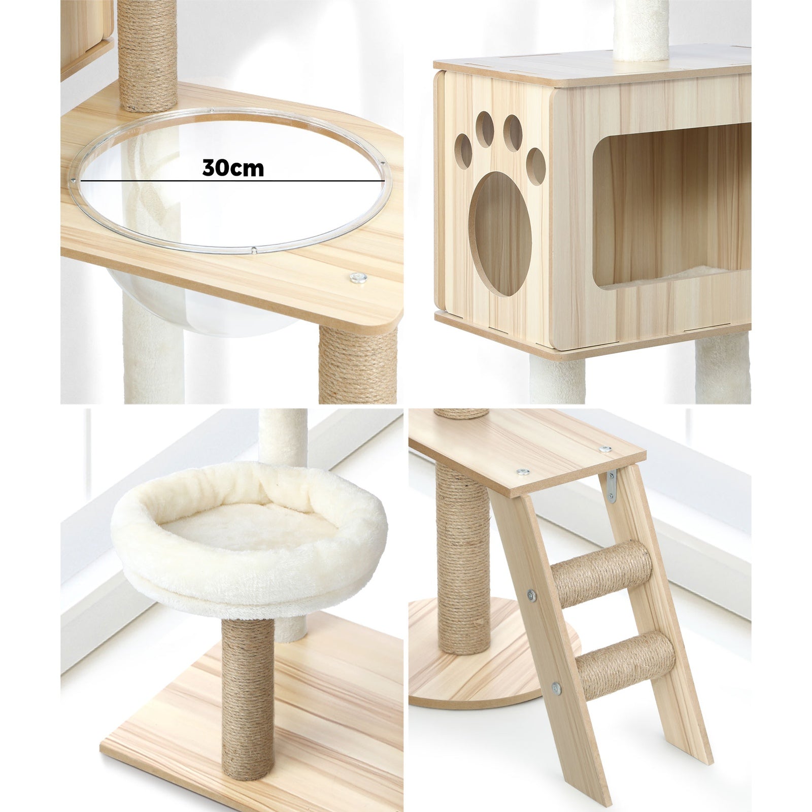 Alopet Cat Tree Tower Scratching Post Scratcher Cats Condo House Bed Wood 142cm - Sunyee