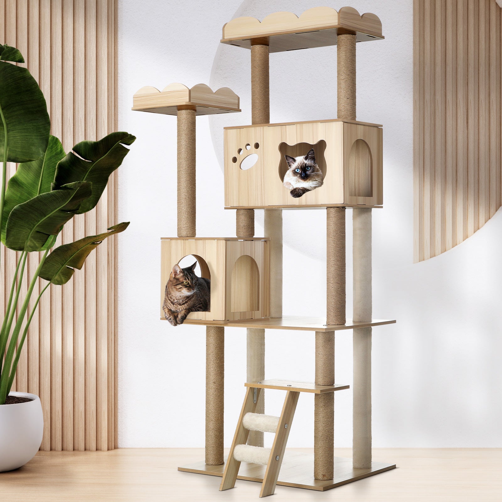 Alopet Cat Tree Tower Scratching Post House Bed Wood Scratcher Condo 161cm - Sunyee