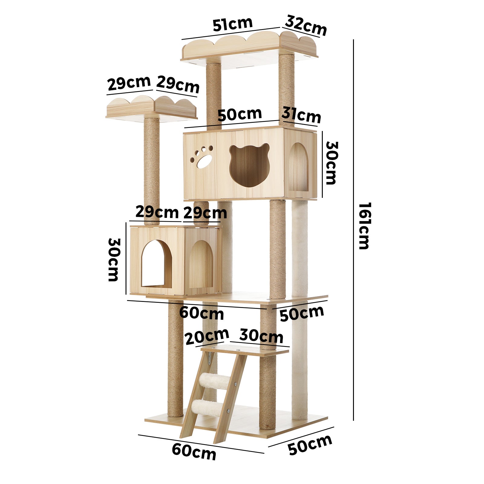Alopet Cat Tree Tower Scratching Post House Bed Wood Scratcher Condo 161cm - Sunyee