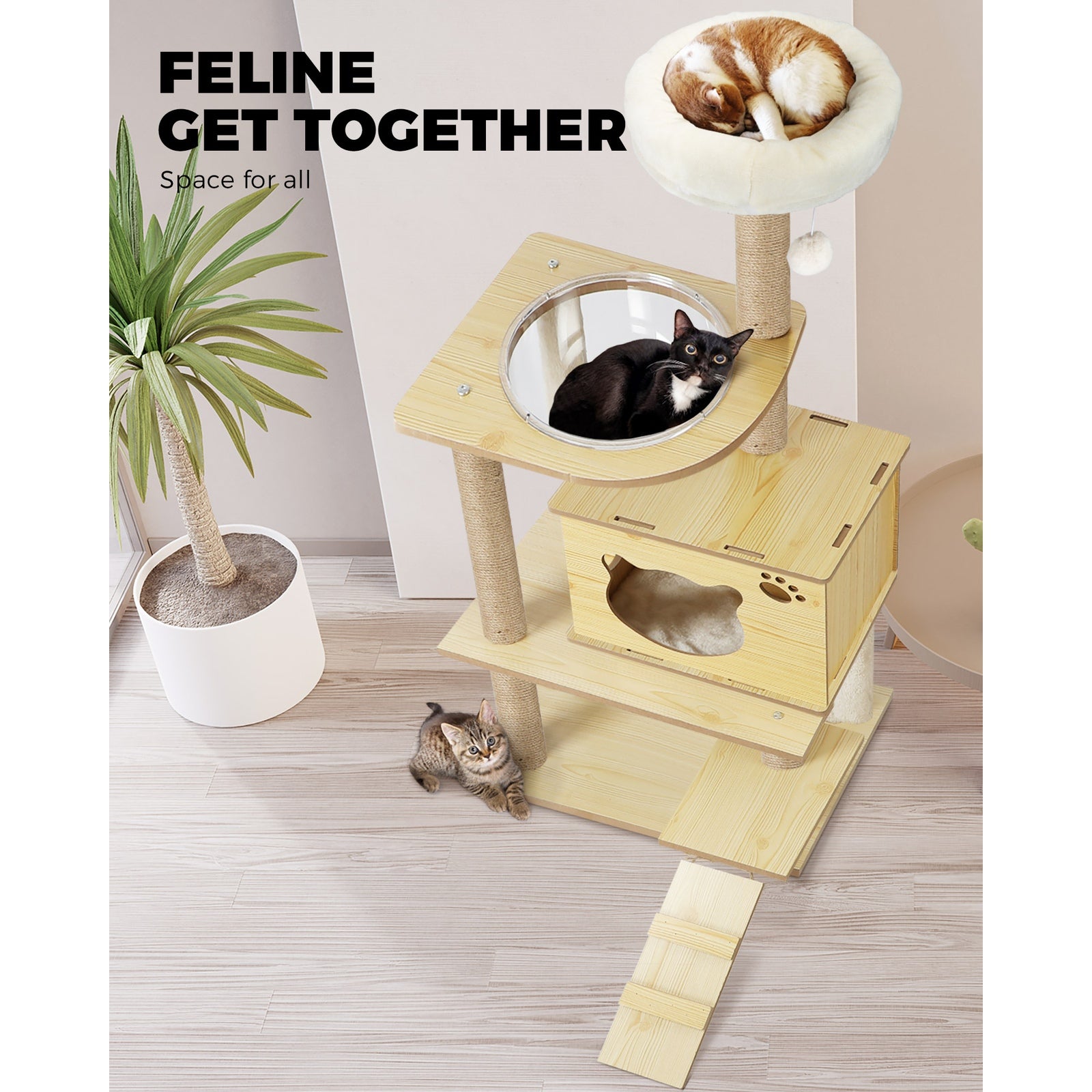 Alopet Cat Tree Trees Wooden Scratching Post Scratcher Tower Condo Pet Furniture - Sunyee