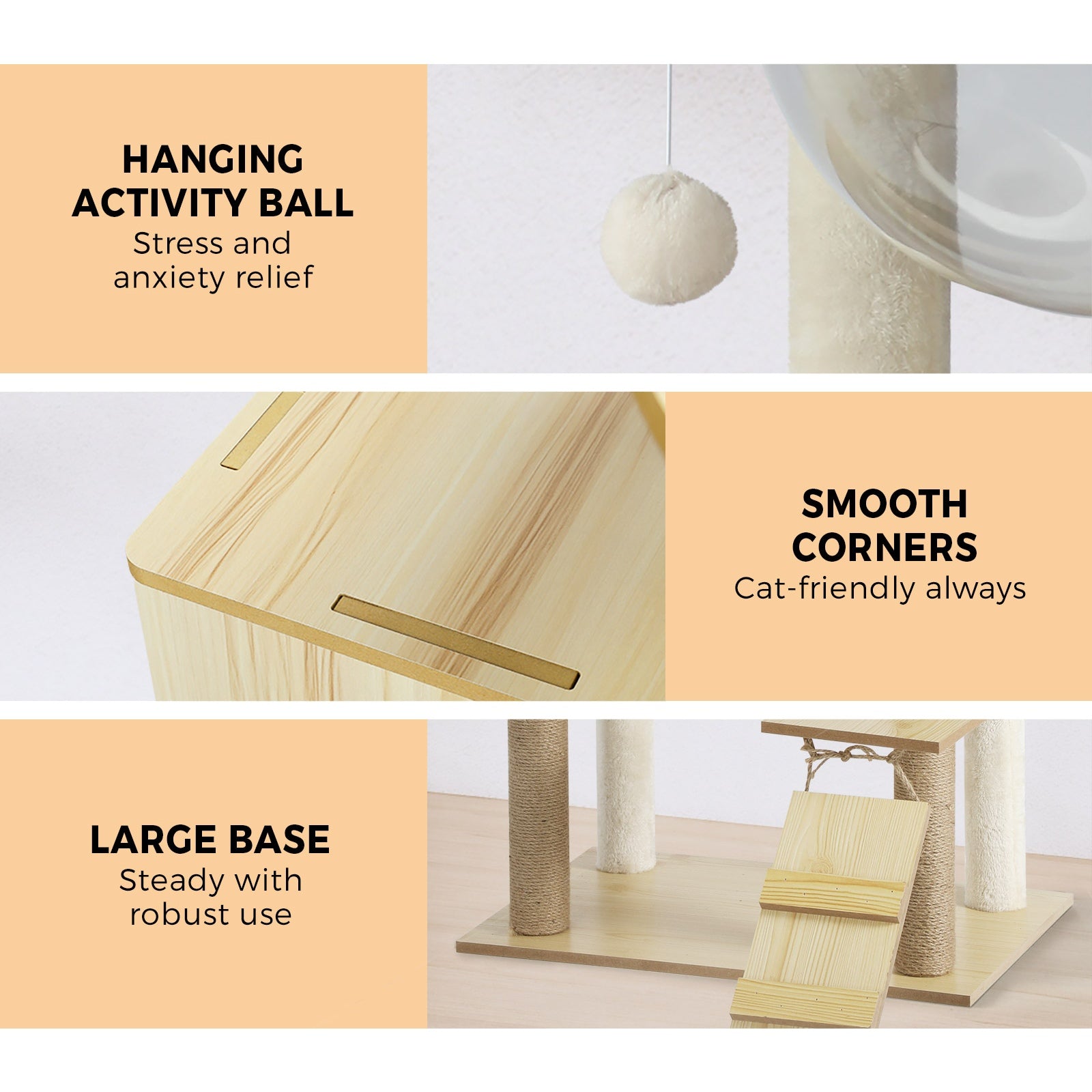 Alopet Cat Tree Trees Wooden Scratching Post Scratcher Tower Condo Pet Furniture - Sunyee