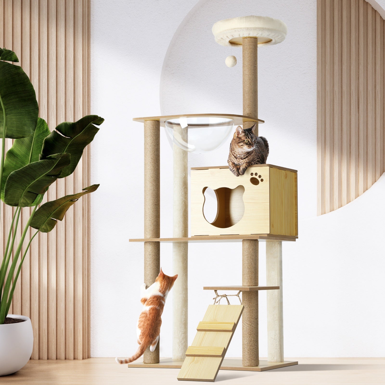 Alopet Cat Tree Trees Wooden Scratching Post Scratcher Tower Condo Pet Furniture - Sunyee