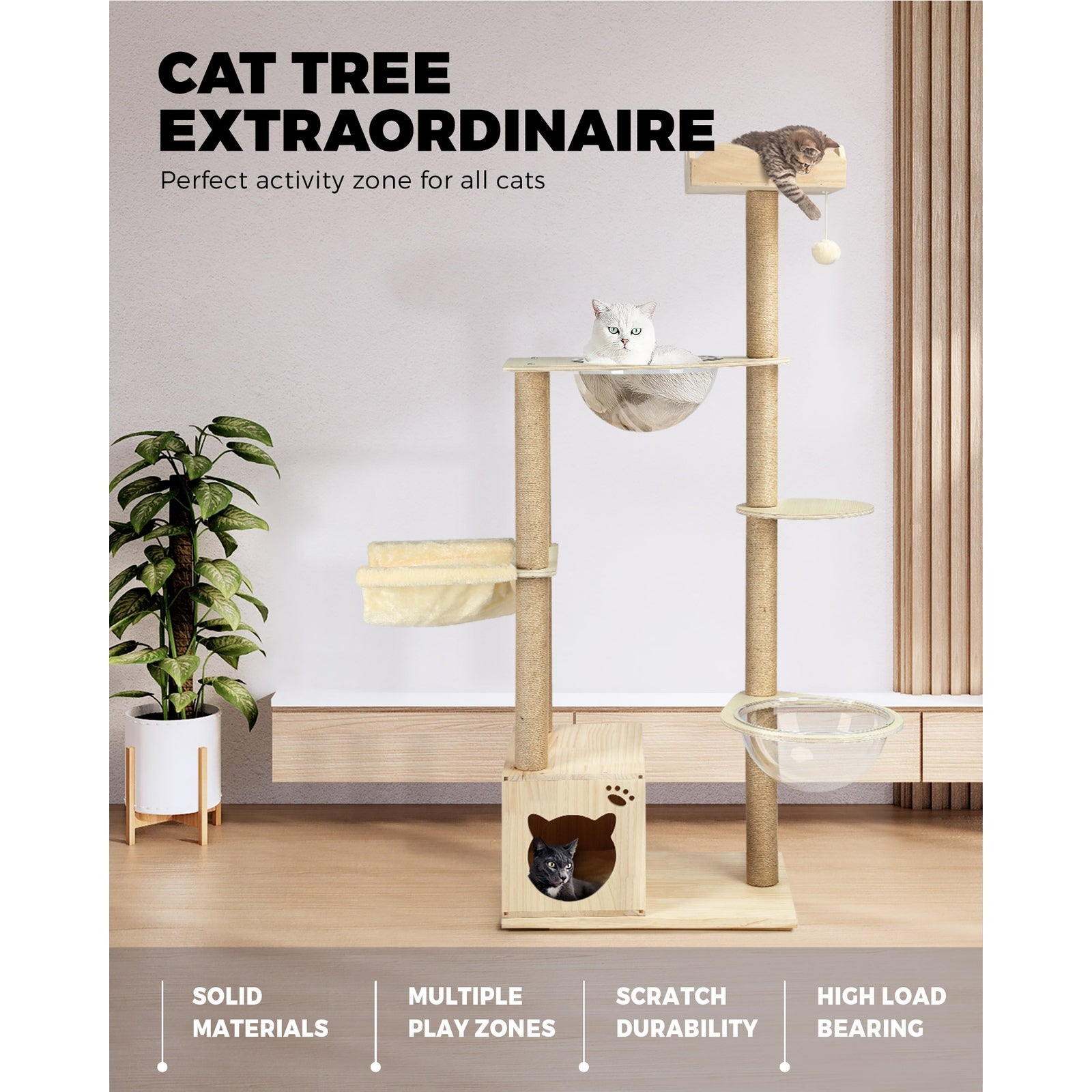 Alopet Cat Tree Scratching Post Scratcher Cats Tower Condo House Bed Furniture - Sunyee