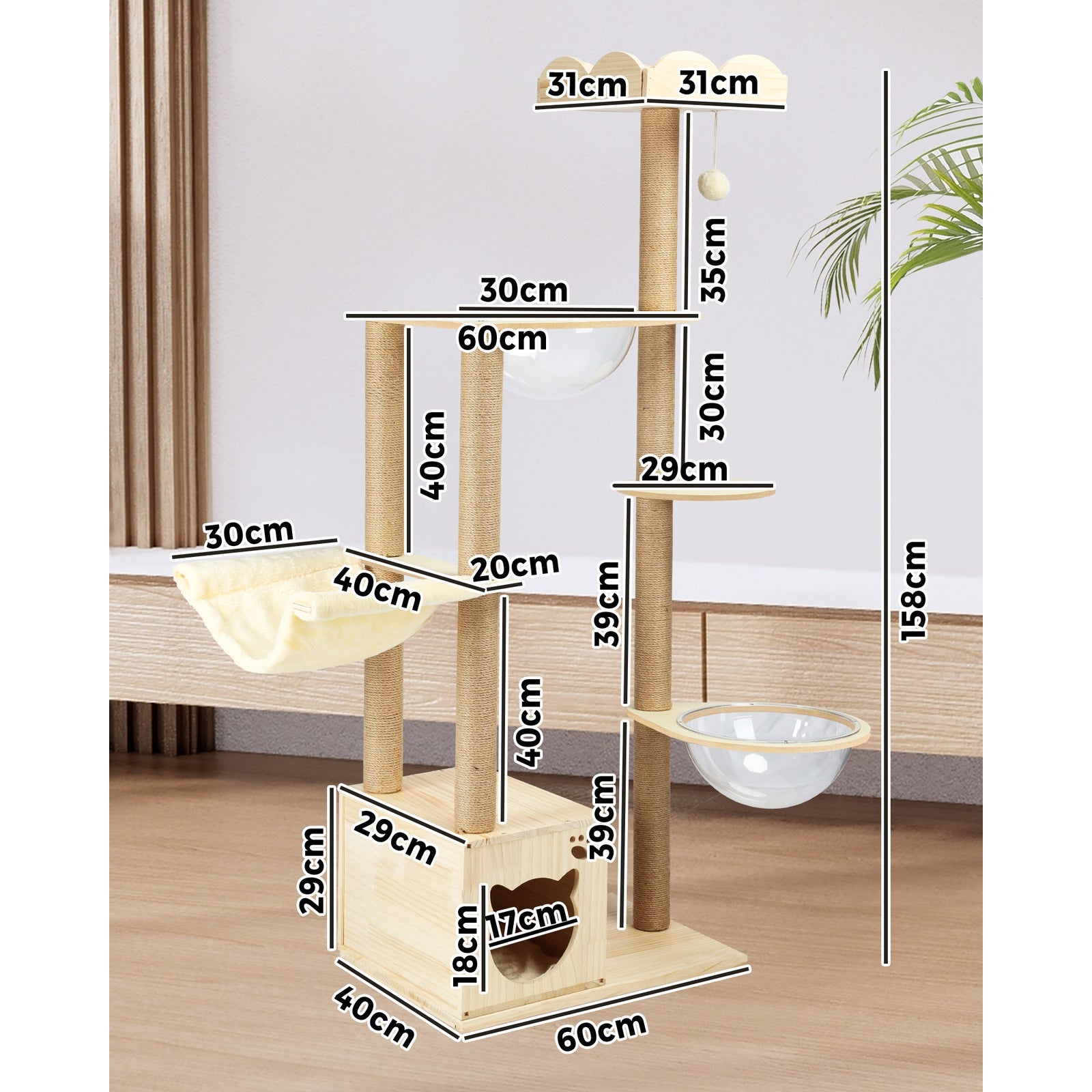 Alopet Cat Tree Scratching Post Scratcher Cats Tower Condo House Bed Furniture - Sunyee