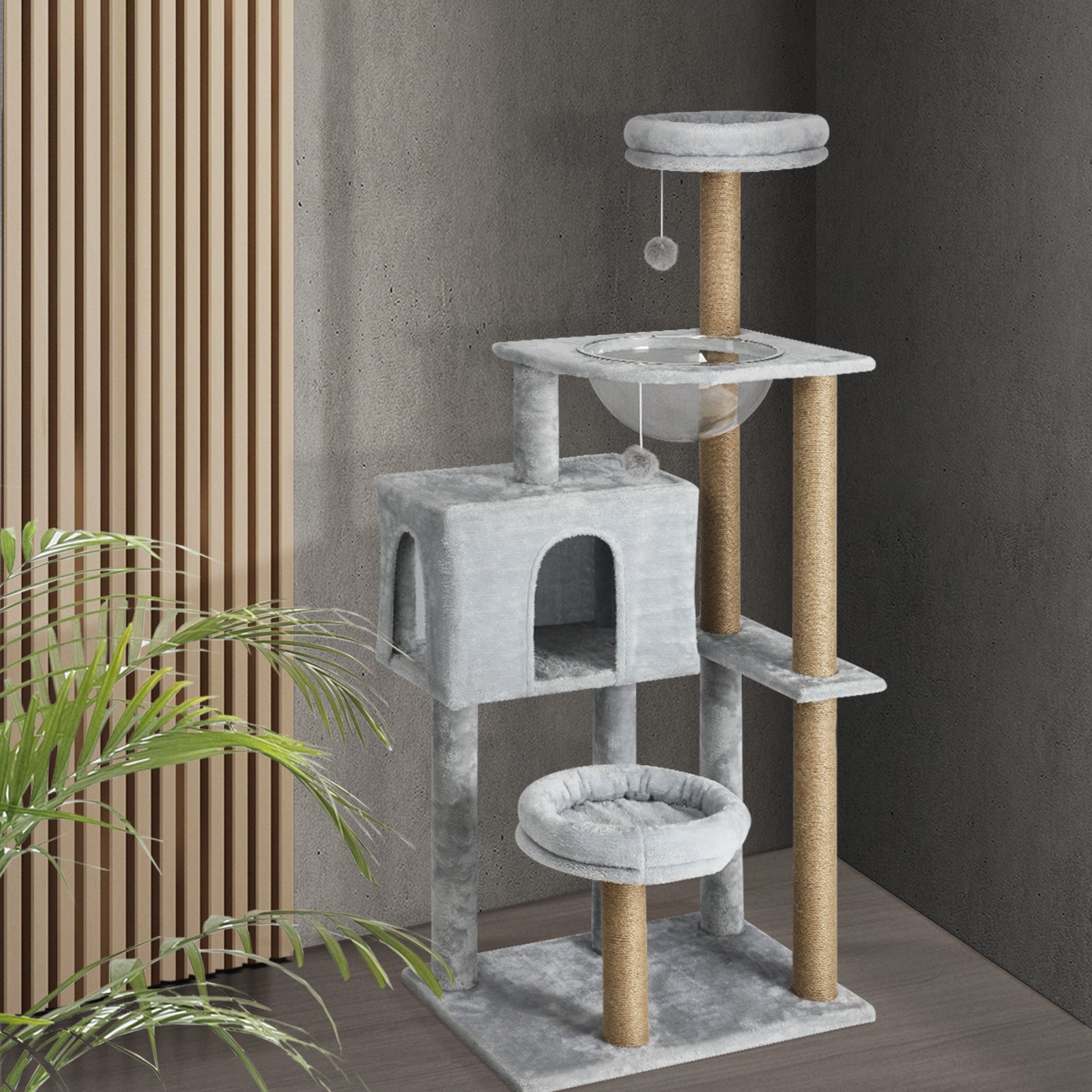 Alopet Cat Tree Tower Scratching Post Scratcher Cats Condo House Bed Wood 140cm - Sunyee
