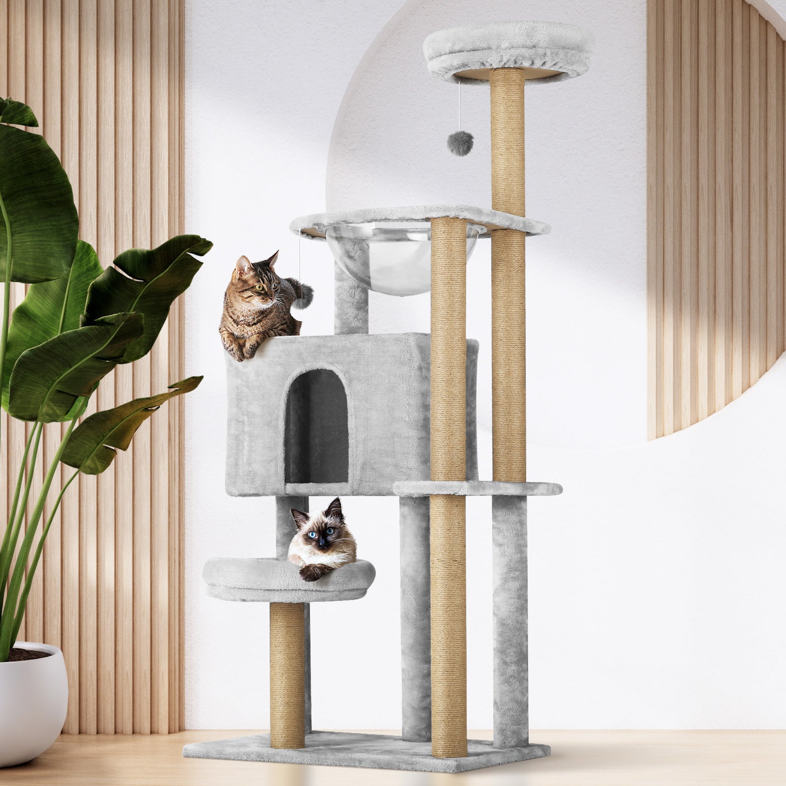 Alopet Cat Tree Tower Scratching Post Scratcher Cats Condo House Bed Wood 140cm - Sunyee