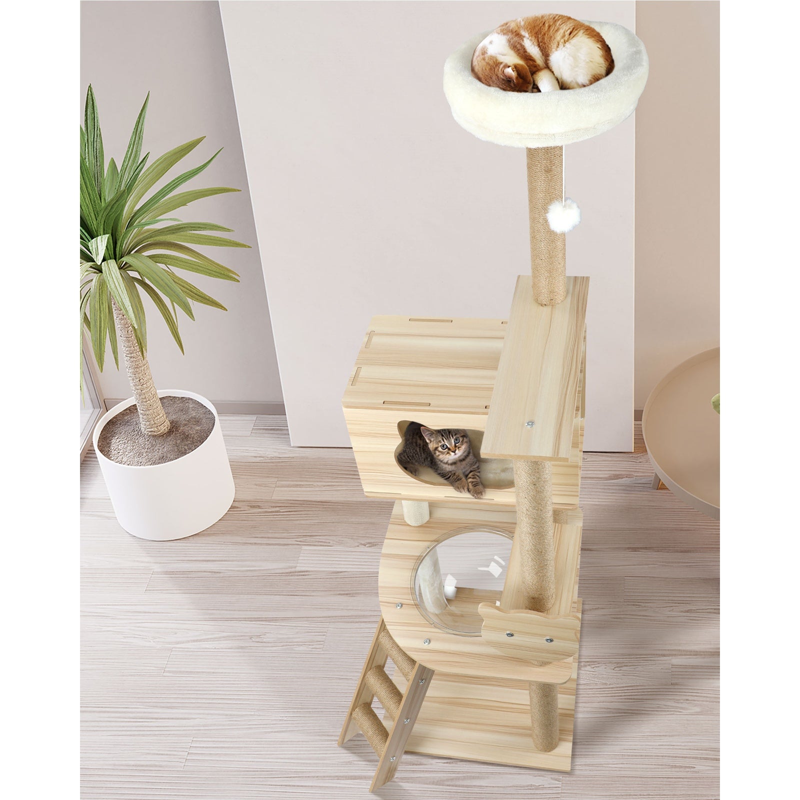 Alopet Cat Tree Scratching Post Scratcher Tower Wood Condo House Beds Furniture - Sunyee