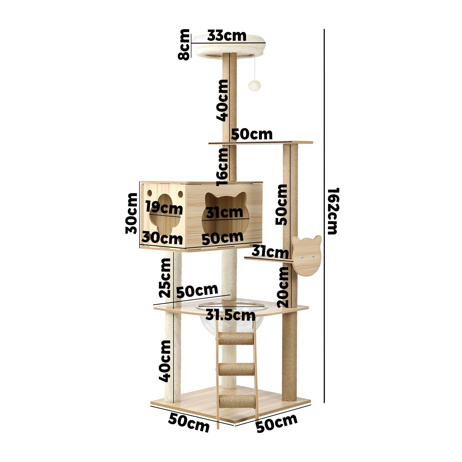 Alopet Cat Tree Scratching Post Scratcher Tower Wood Condo House Beds Furniture - Sunyee