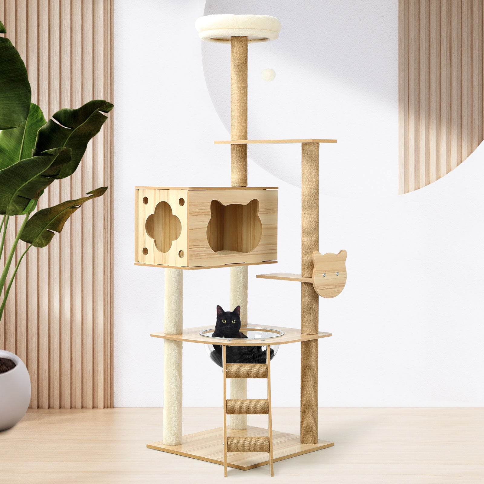 Alopet Cat Tree Scratching Post Scratcher Tower Wood Condo House Beds Furniture - Sunyee