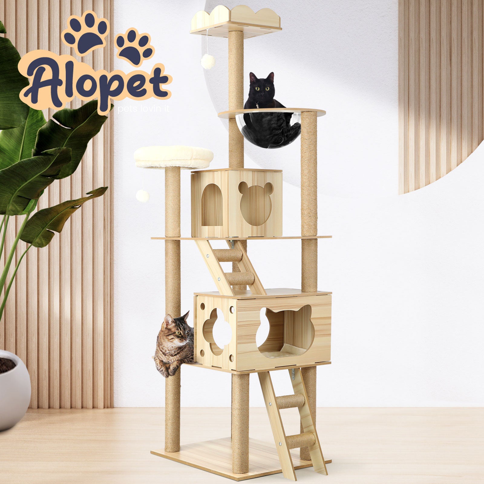 Alopet Cat Tree Scratching Post Scratcher Tower Wood Condo House Bed Large 190CM - Sunyee