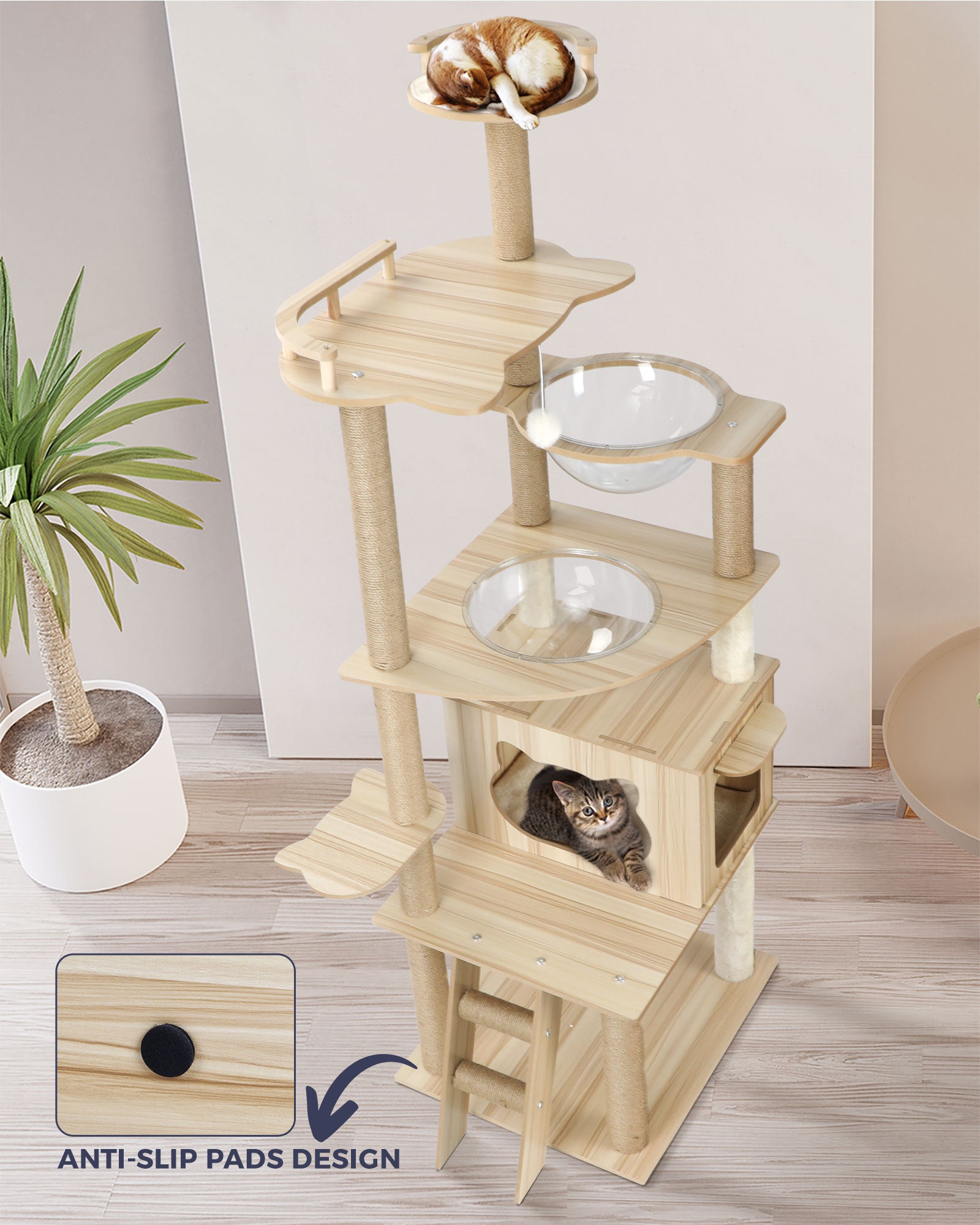 Alopet Cat Tree Scratching Post Scratcher Tower Wood Condo House Bed Large 174CM - Sunyee