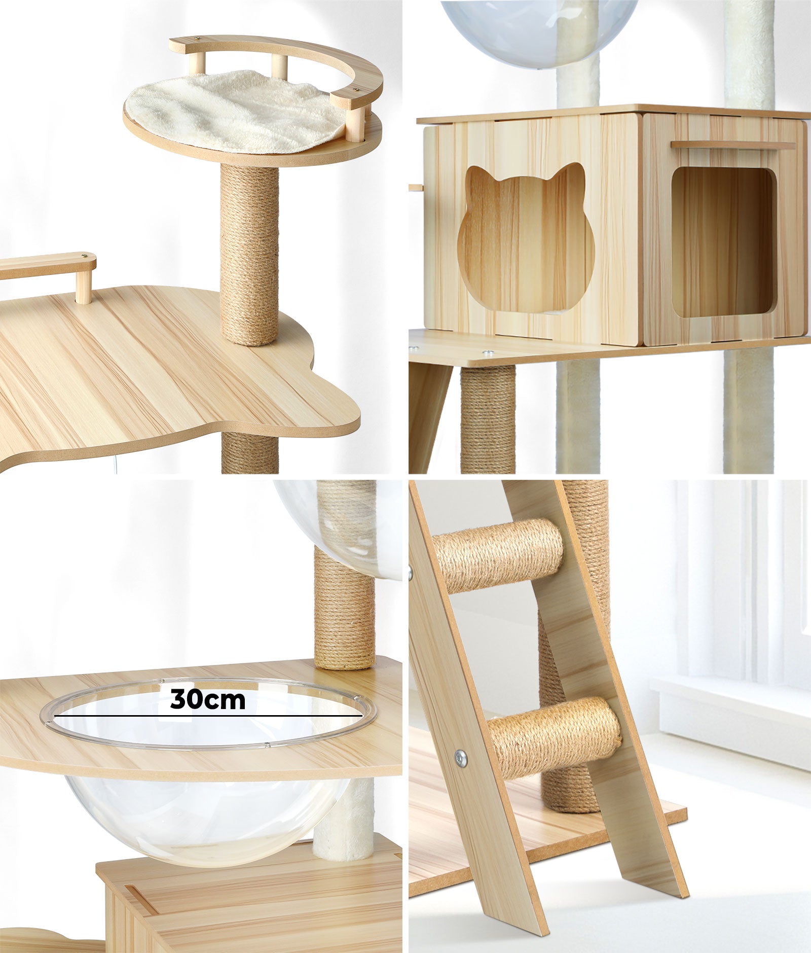 Alopet Cat Tree Scratching Post Scratcher Tower Wood Condo House Bed Large 174CM - Sunyee