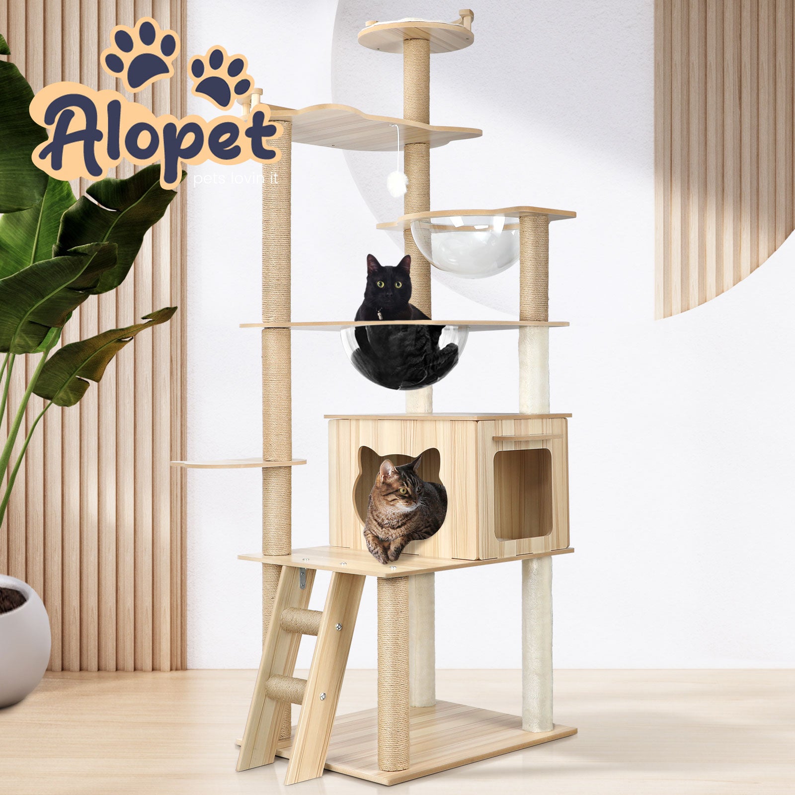 Alopet Cat Tree Scratching Post Scratcher Tower Wood Condo House Bed Large 174CM - Sunyee