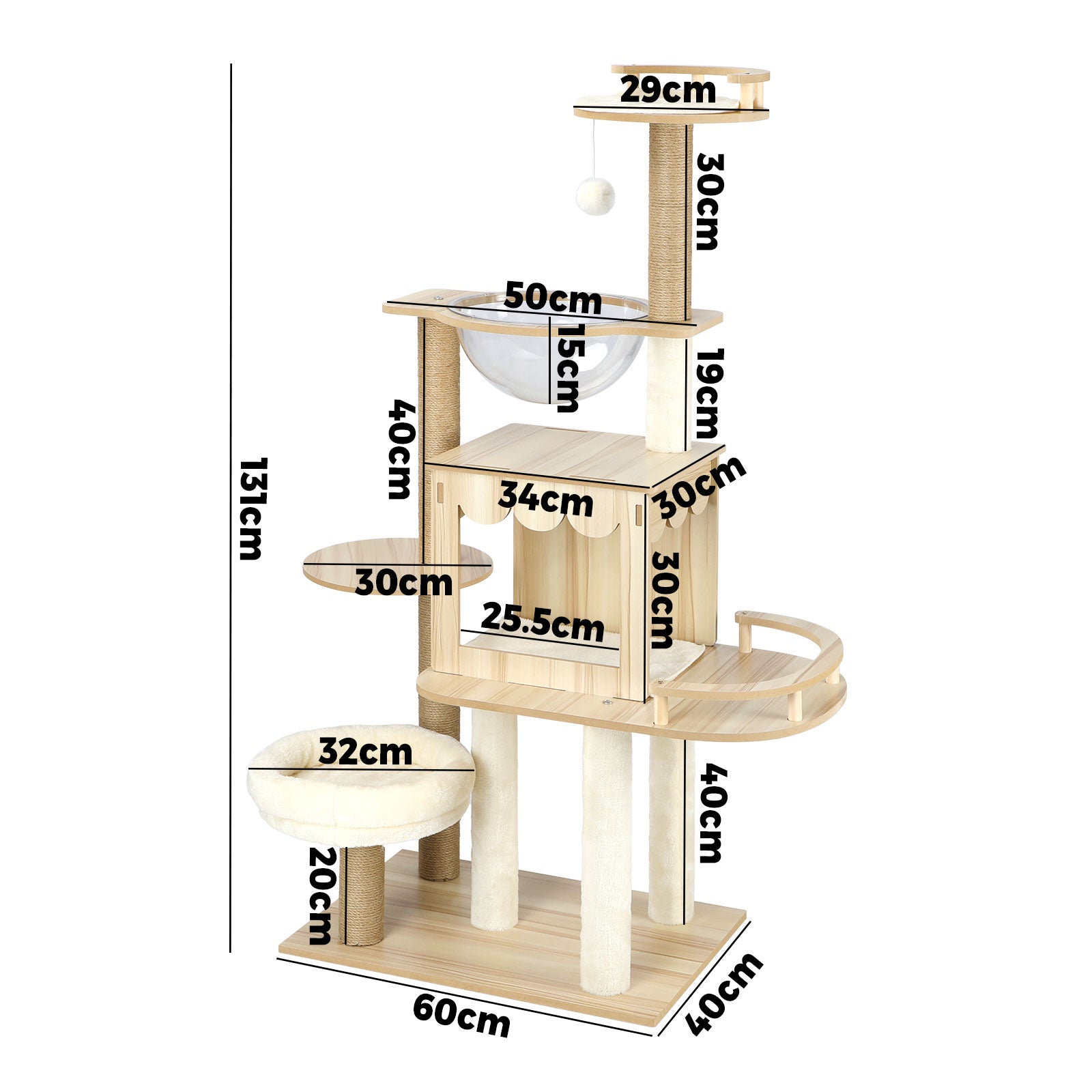 Alopet Cat Tree Scratching Post Tower Condo Scratchers Kitten Furniture 131cm - Sunyee