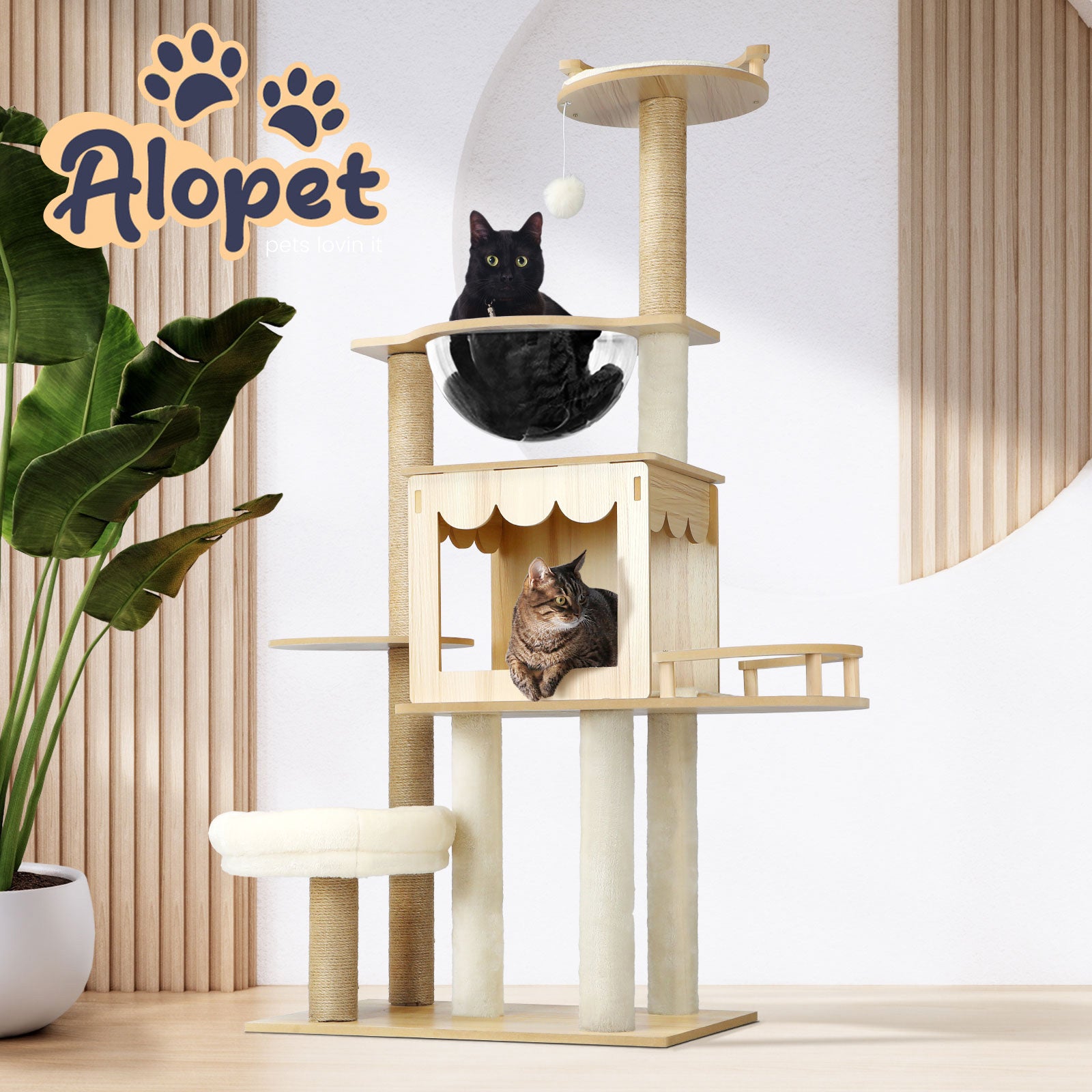 Alopet Cat Tree Scratching Post Tower Condo Scratchers Kitten Furniture 131cm - Sunyee
