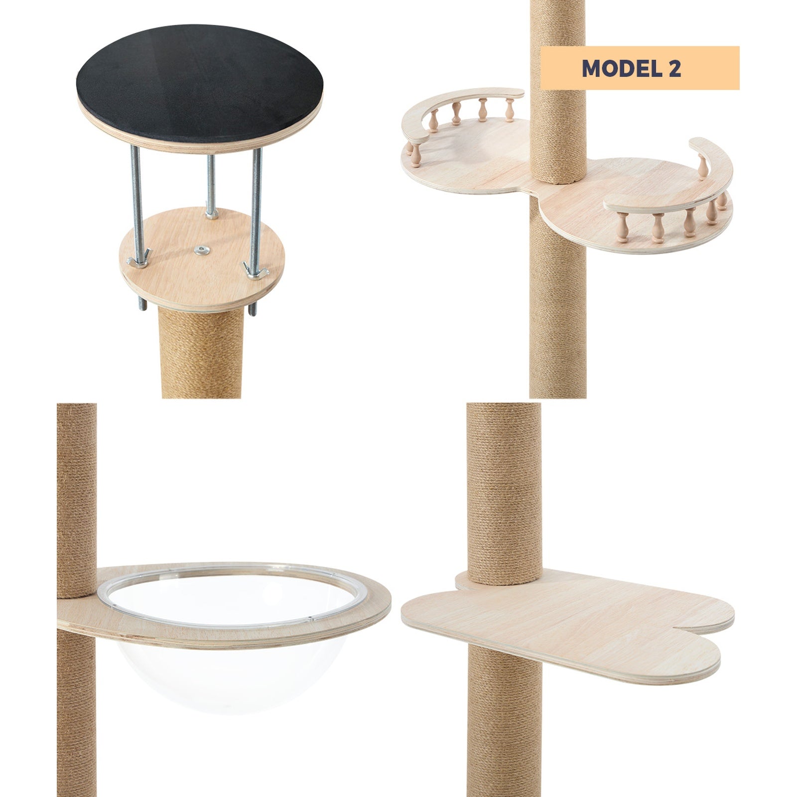 Alopet Cat Tree Wood Tower Scratching 270-300cm Post Scratcher Floor to Ceiling - Sunyee