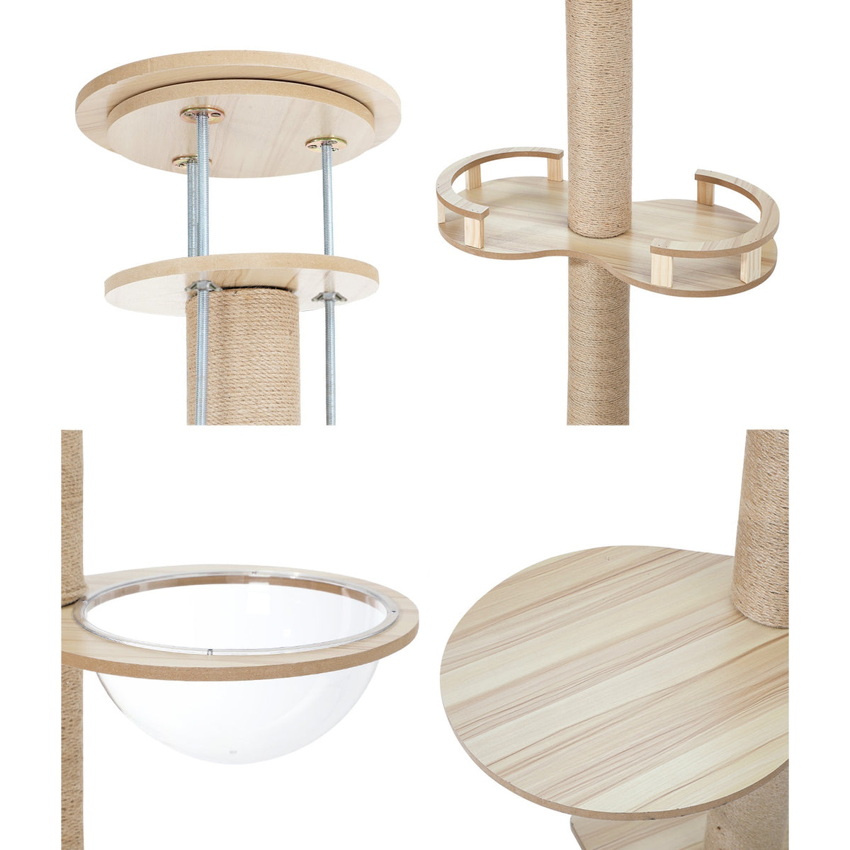 Alopet Cat Tree Wood Tower Scratching 270cm Post Scratcher Floor to Ceiling - Sunyee