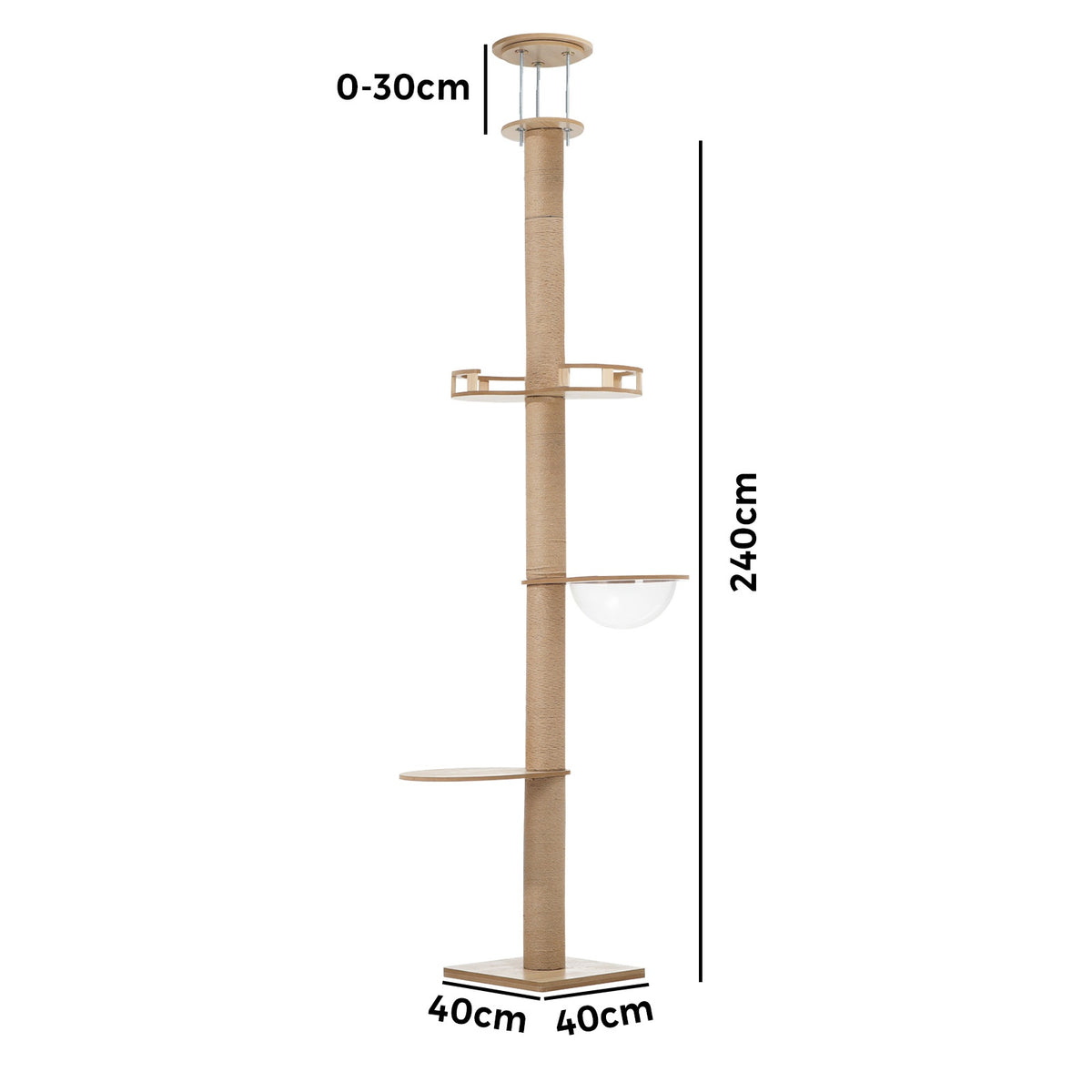 Alopet Cat Tree Wood Tower Scratching 270cm Post Scratcher Floor to Ceiling - Sunyee