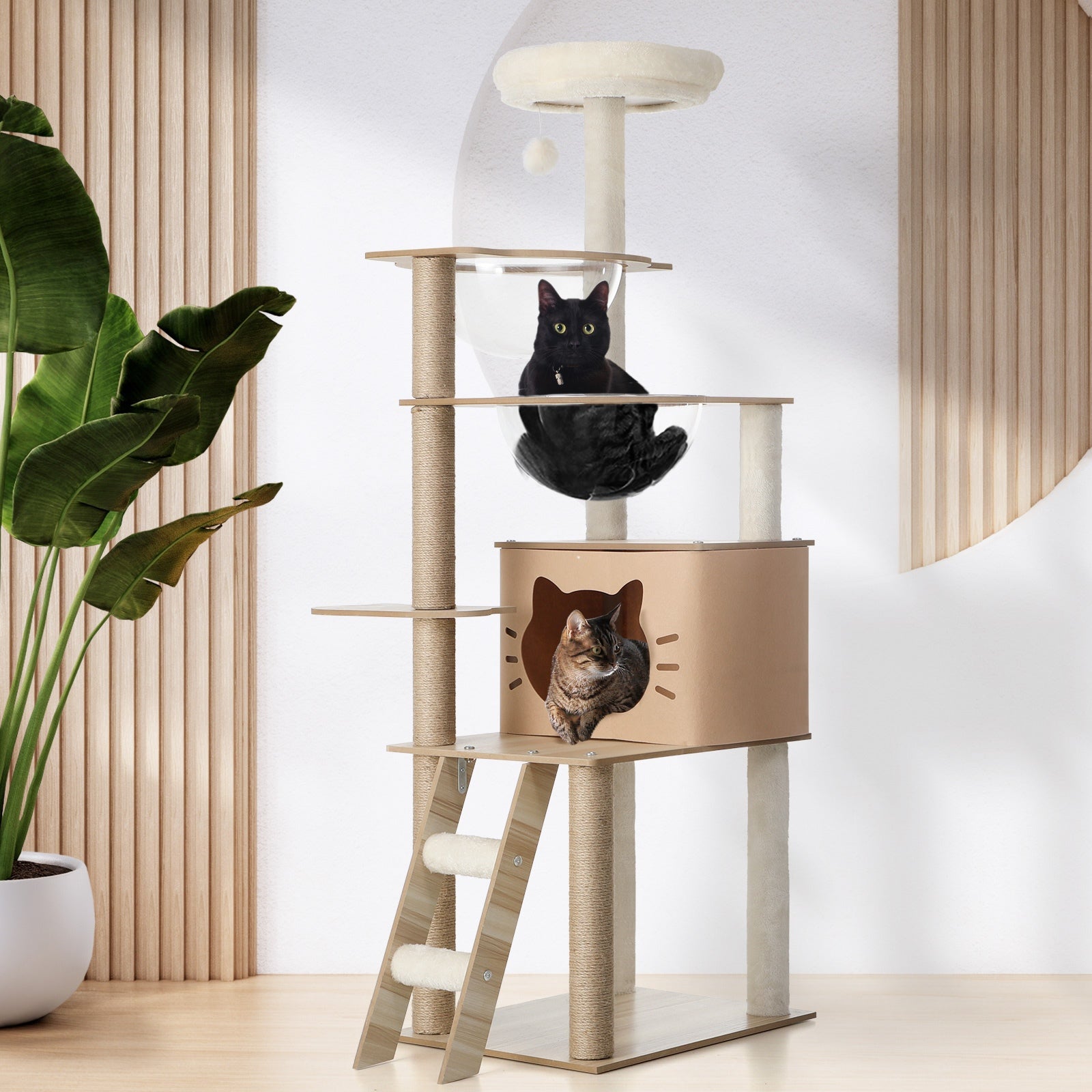 Alopet Cat Tree Tower Scratching Post Wood Scratcher Condo Detachable House - Sunyee