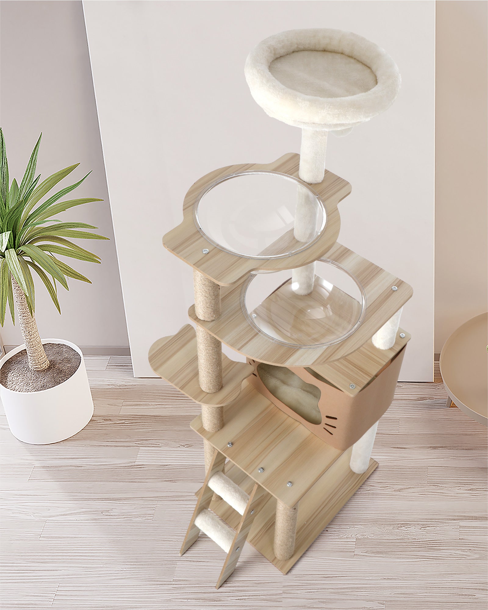 Alopet Cat Tree Tower Scratching Post Wood Scratcher Condo Detachable House - Sunyee