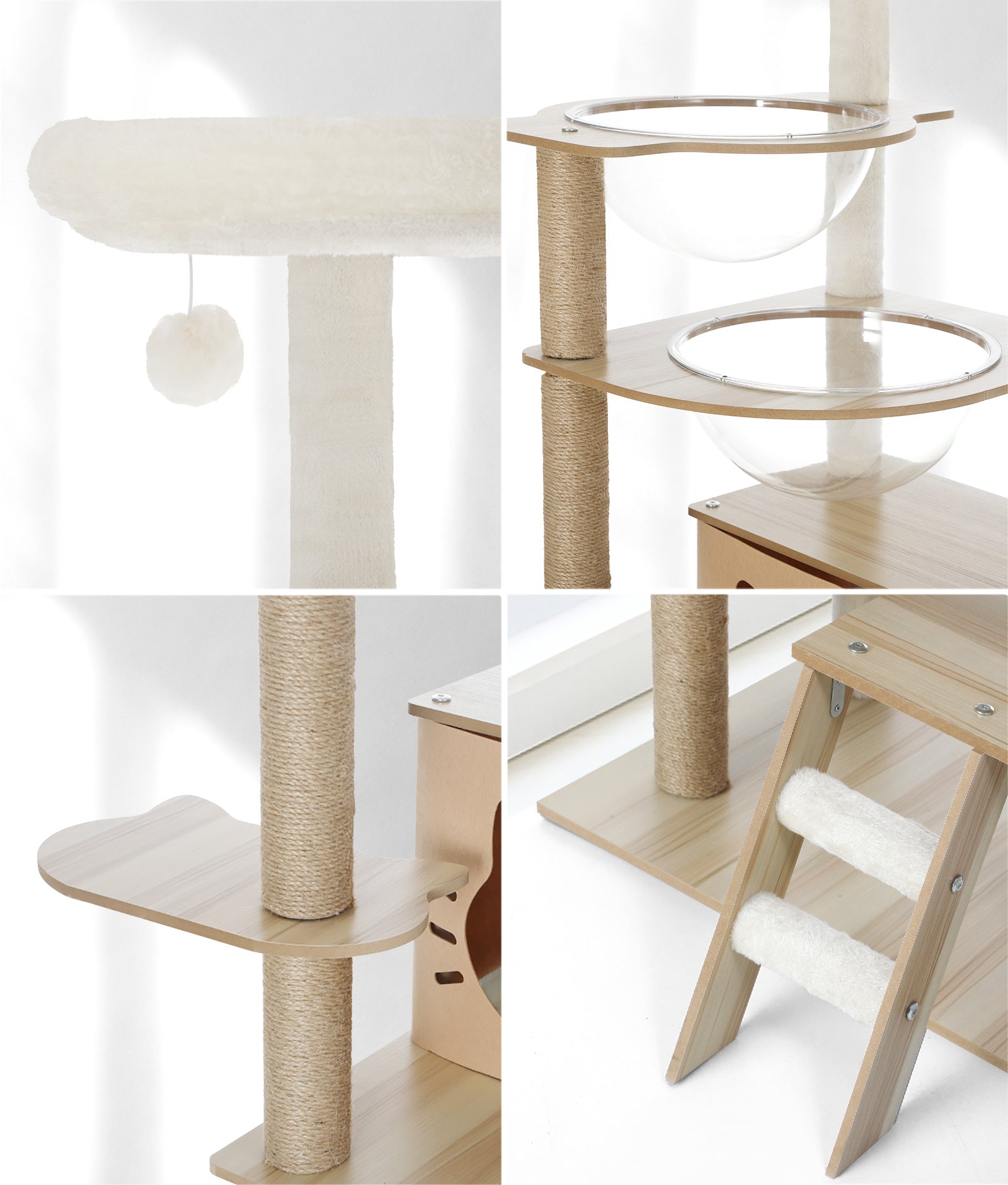 Alopet Cat Tree Tower Scratching Post Wood Scratcher Condo Detachable House - Sunyee