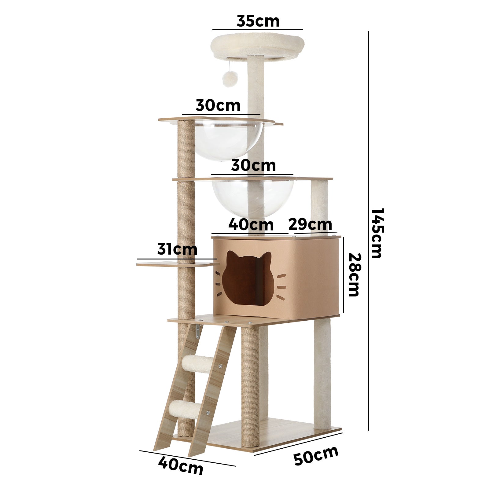 Alopet Cat Tree Tower Scratching Post Wood Scratcher Condo Detachable House - Sunyee