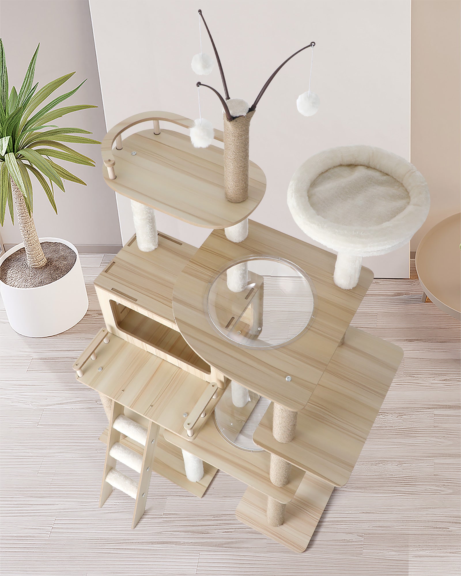 Alopet Large Cat Tree Wood Scratcher Scratching Post Tower Condo House Bed 172cm - Sunyee