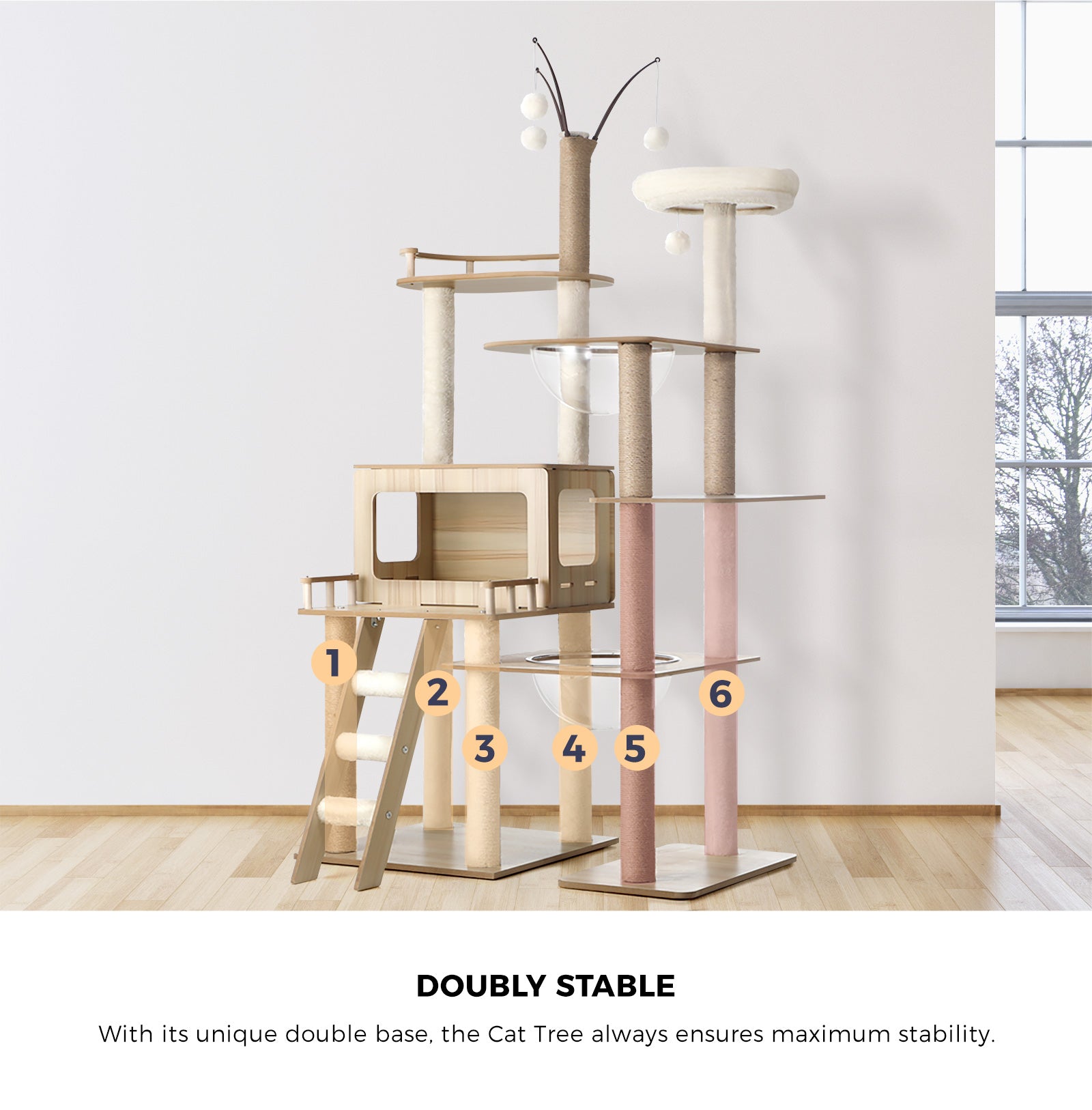 Alopet Large Cat Tree Wood Scratcher Scratching Post Tower Condo House Bed 172cm - Sunyee