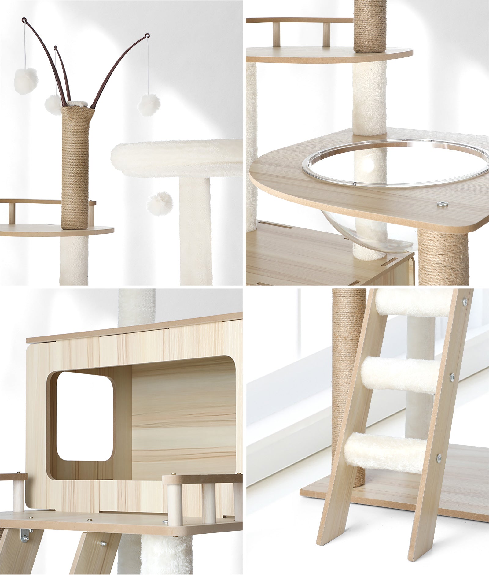 Alopet Large Cat Tree Wood Scratcher Scratching Post Tower Condo House Bed 172cm - Sunyee