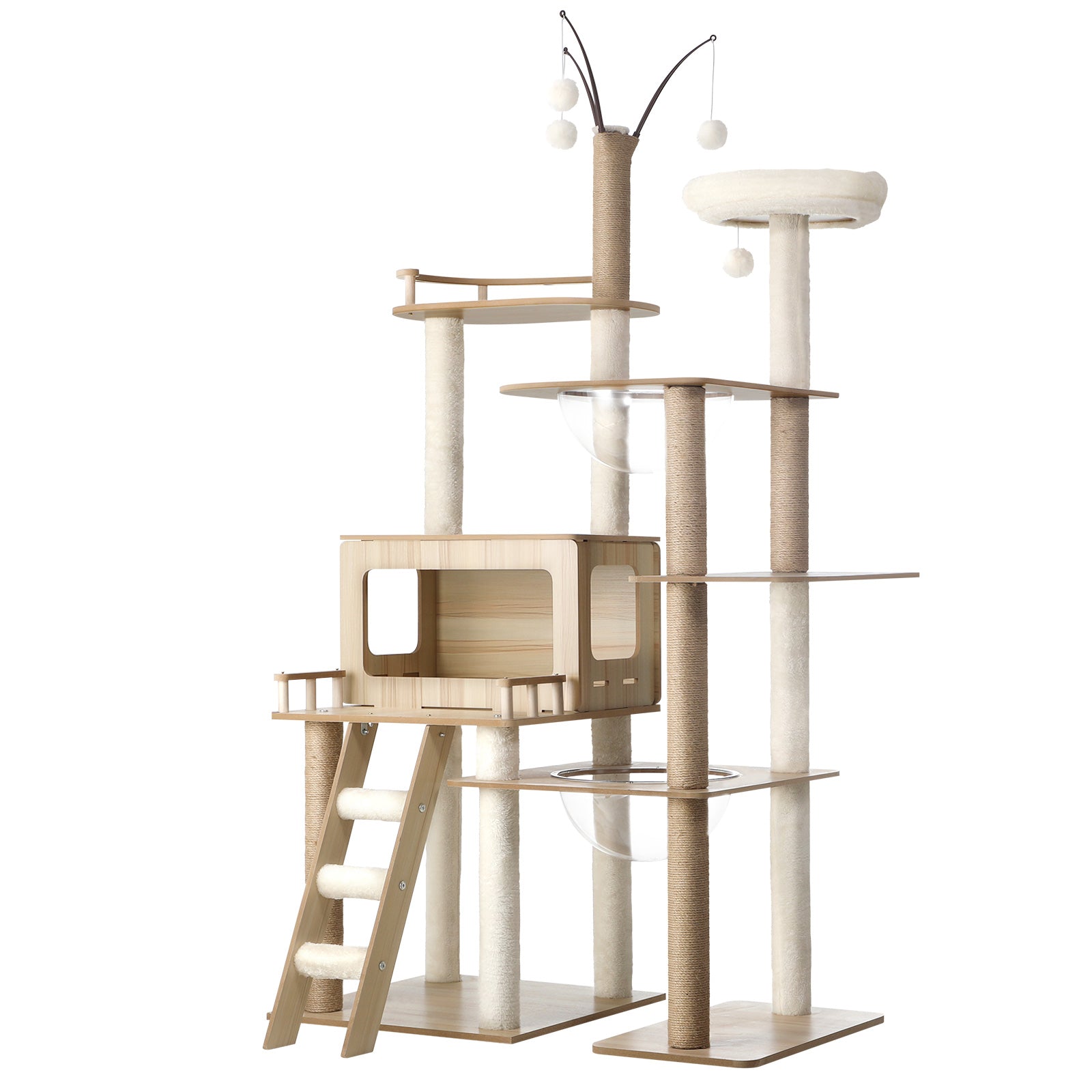Alopet Large Cat Tree Wood Scratcher Scratching Post Tower Condo House Bed 172cm - Sunyee