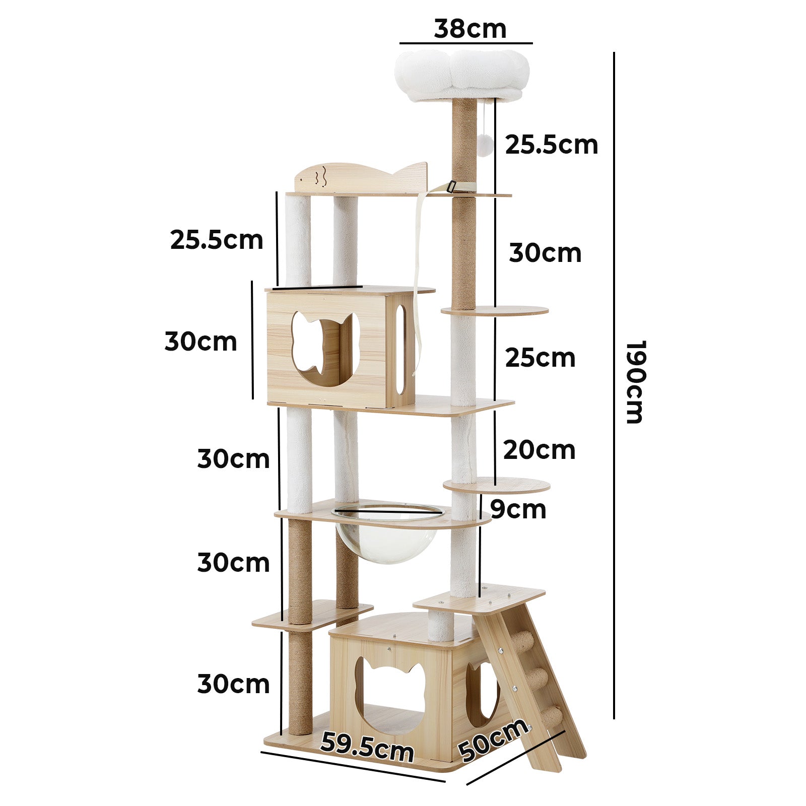 Alopet Cat Tree Tower Scratching Post Scratcher 190cm Condo House Bed Furniture - Sunyee