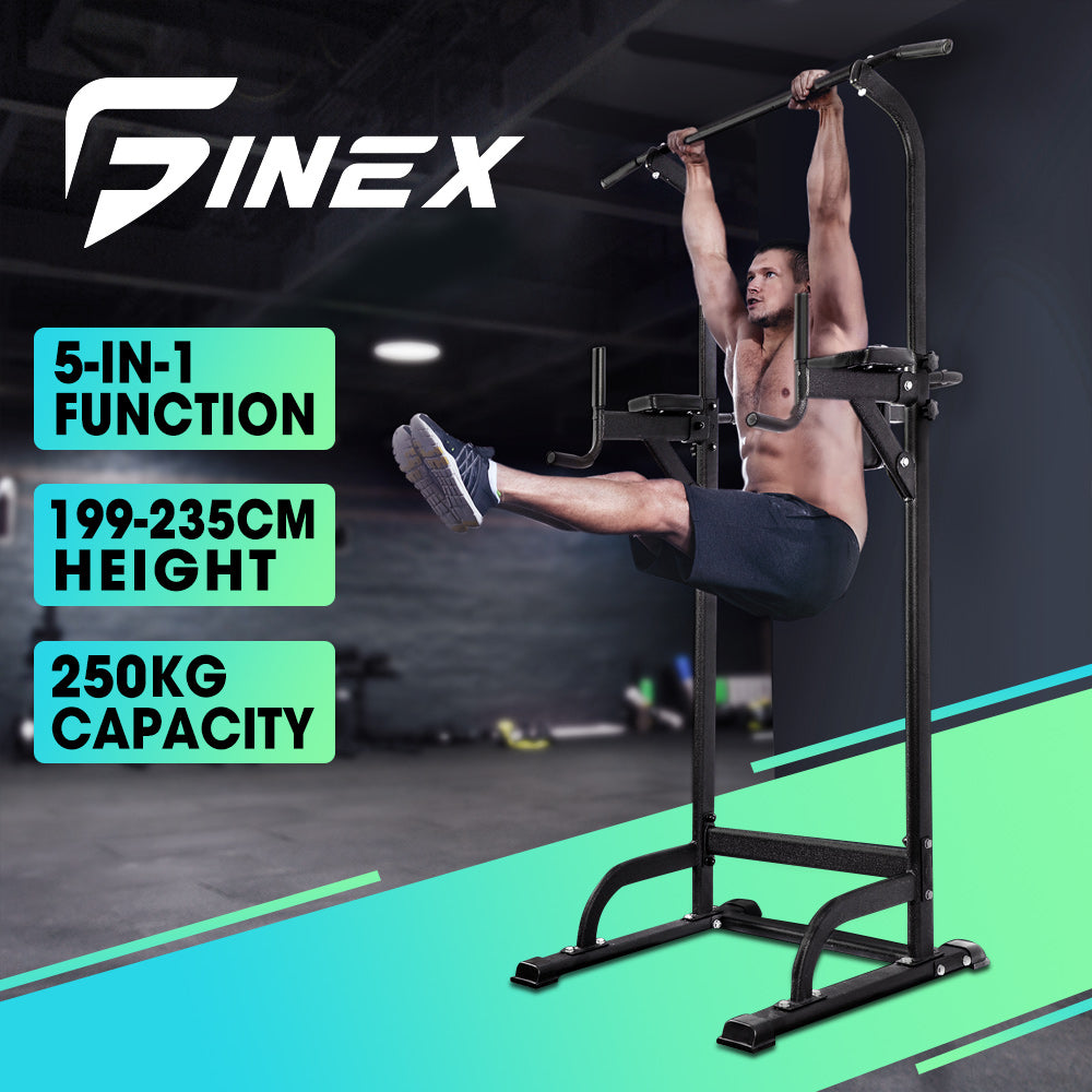 Finex Power Tower Chin Up Station Push Pull Up Bar Knee Raise Weight Dip Gym - Sunyee