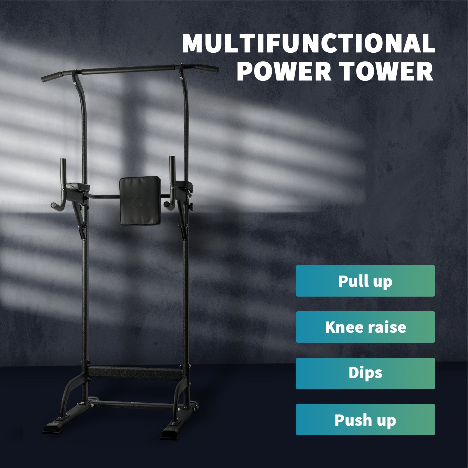 Finex Power Tower Chin Up Station Push Pull Up Bar Knee Raise Weight Dip Gym - Sunyee