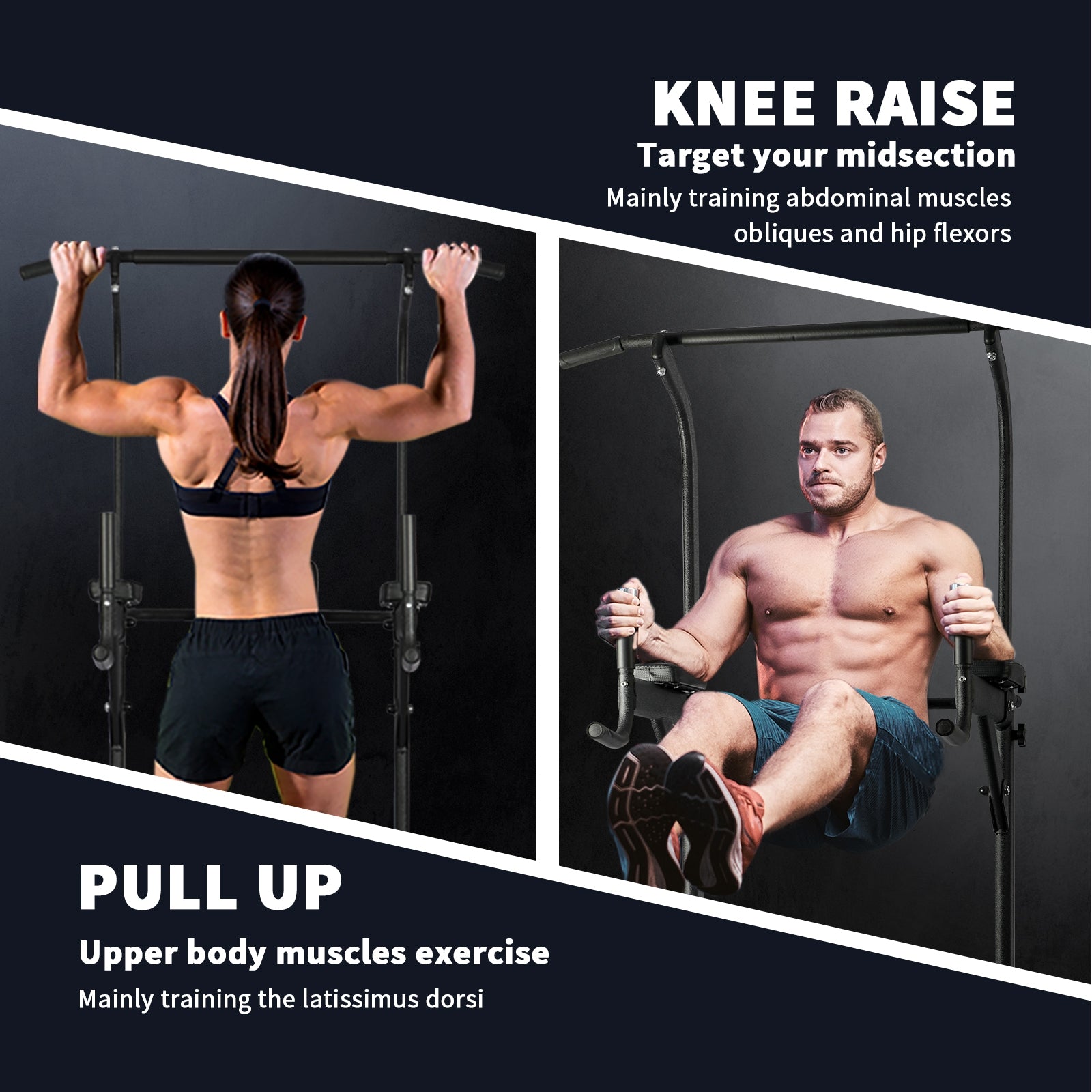 Finex Power Tower Chin Up Station Push Pull Up Bar Knee Raise Weight Dip Gym - Sunyee