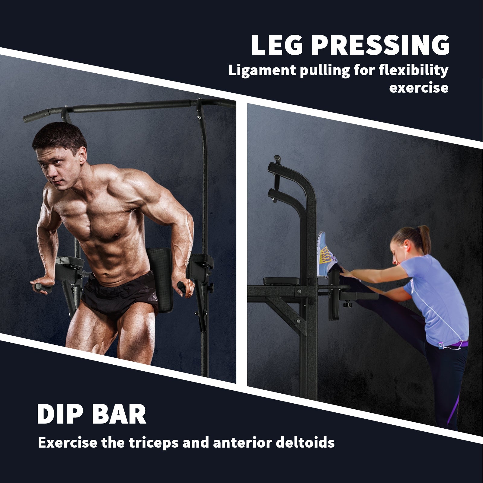 Finex Power Tower Chin Up Station Push Pull Up Bar Knee Raise Weight Dip Gym - Sunyee