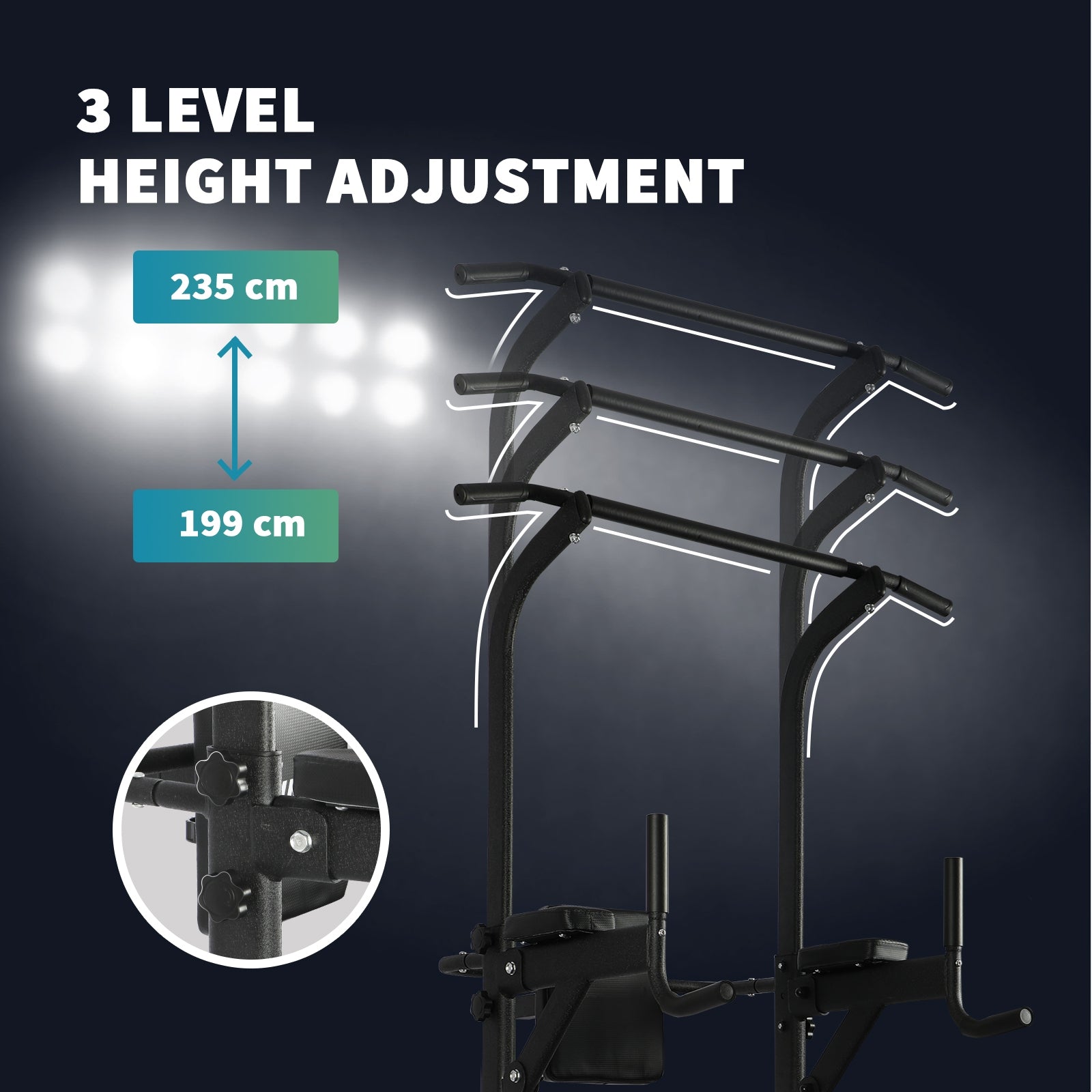 Finex Power Tower Chin Up Station Push Pull Up Bar Knee Raise Weight Dip Gym - Sunyee