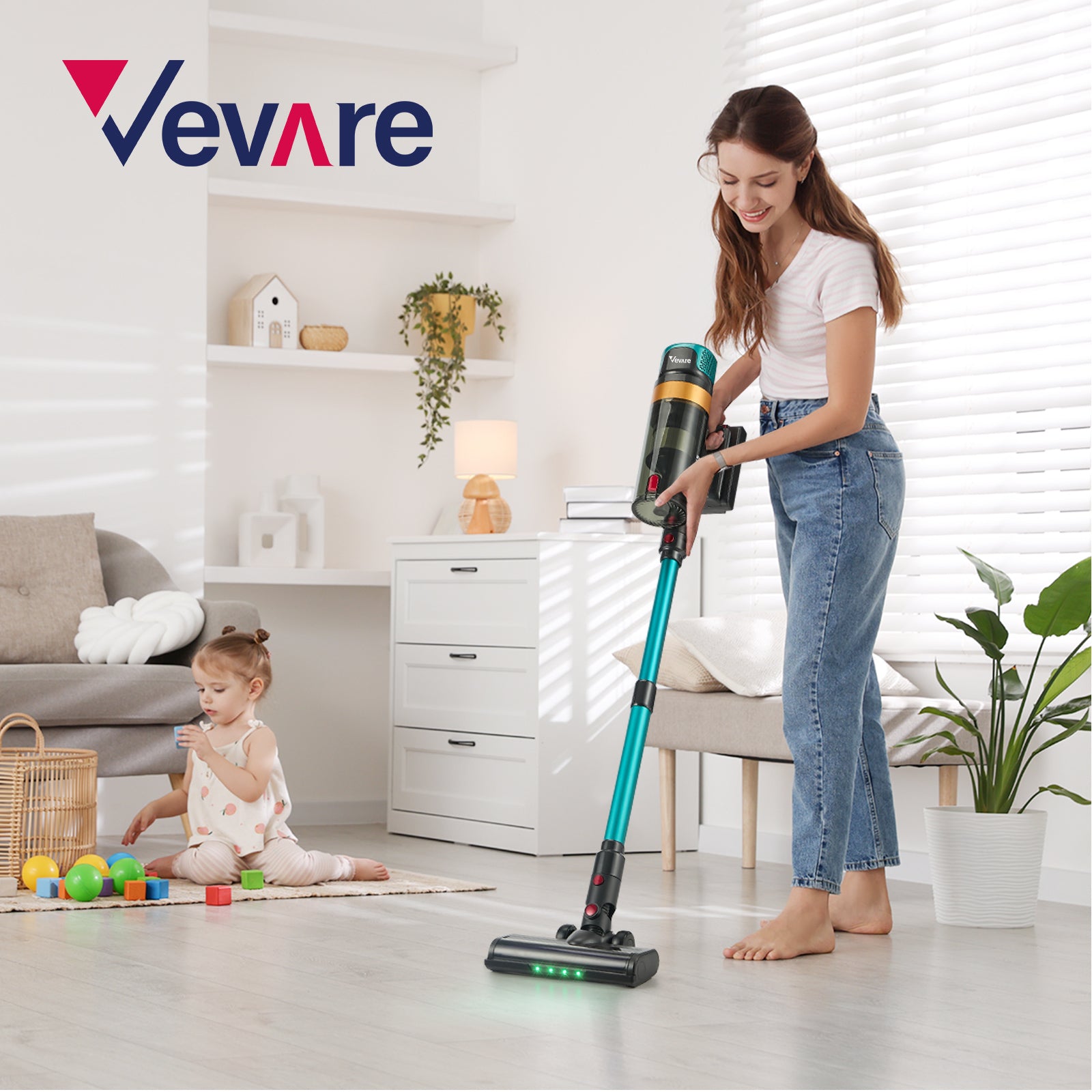 Vevare Cordless Stick Vacuum Cleaner Handstick Bagless Vac Handheld 45KPA - Sunyee