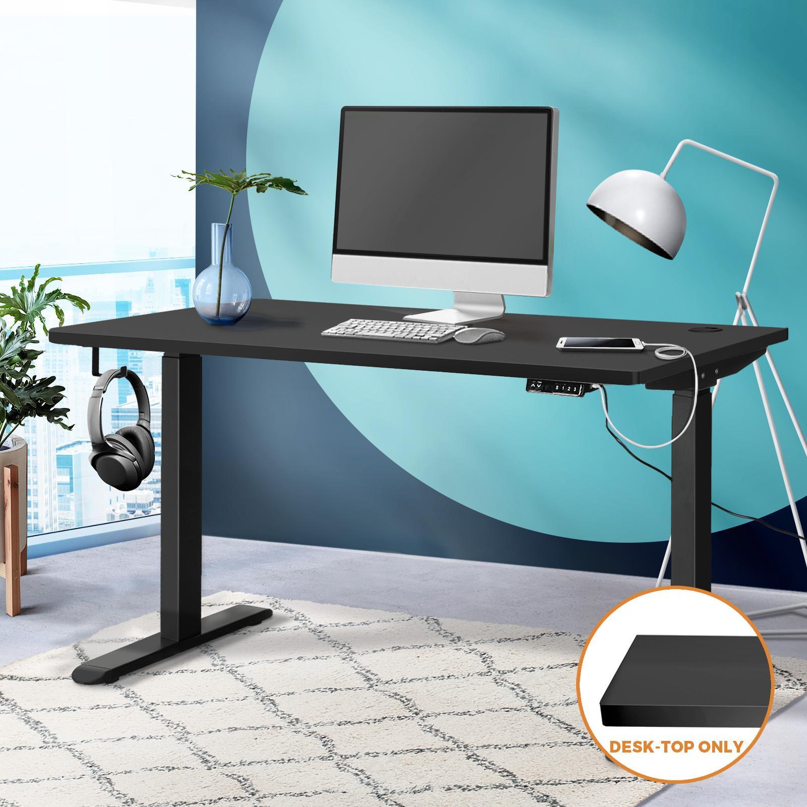 Oikiture Standing Desk Top Adjustable Electric Desk Board Computer Table Black - Sunyee