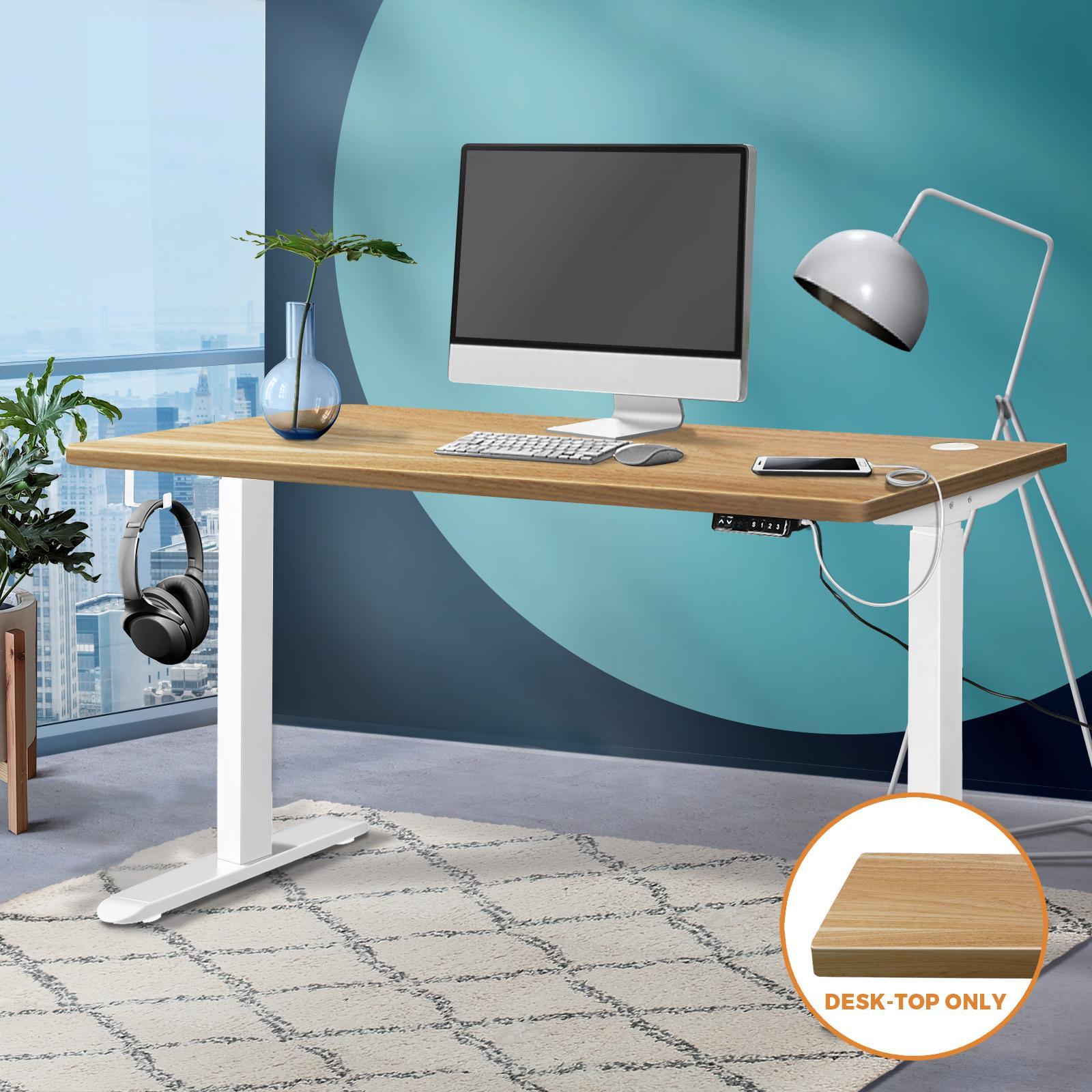 Oikiture Standing Desk Top Adjustable Electric Desk Board Computer Table OAK - Sunyee